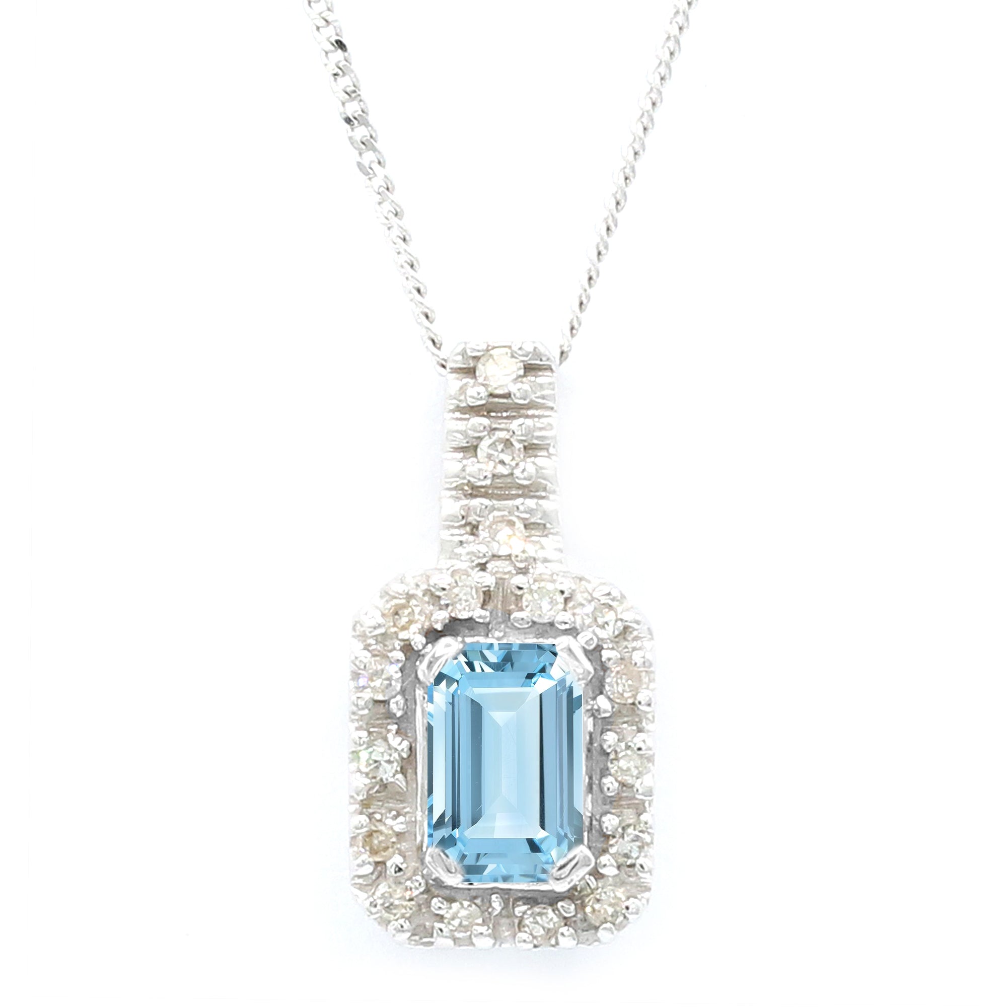 Golden Jewel 10K White Gold 0.85ctw Blue Topaz & Diamond Pendant