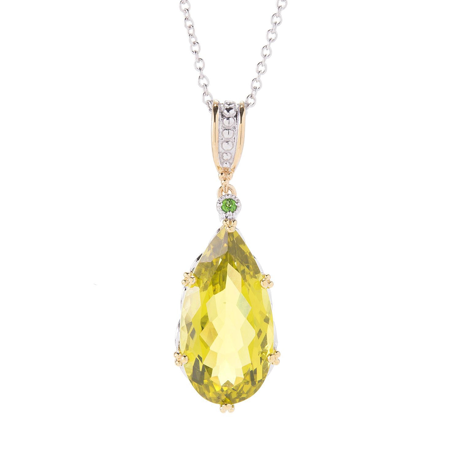 Gems en Vogue 15.90ctw Pearshaped Ouro Verde & Chrome Diopside Pendant