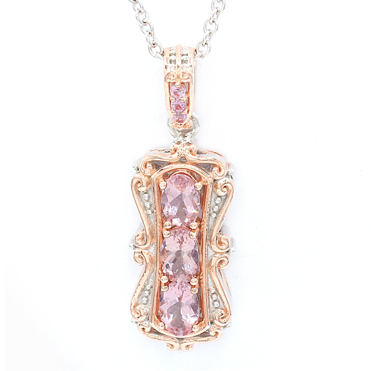 Gems en Vogue 1.50ctw Fine Morganite & Light Pink Sapphire Pendant