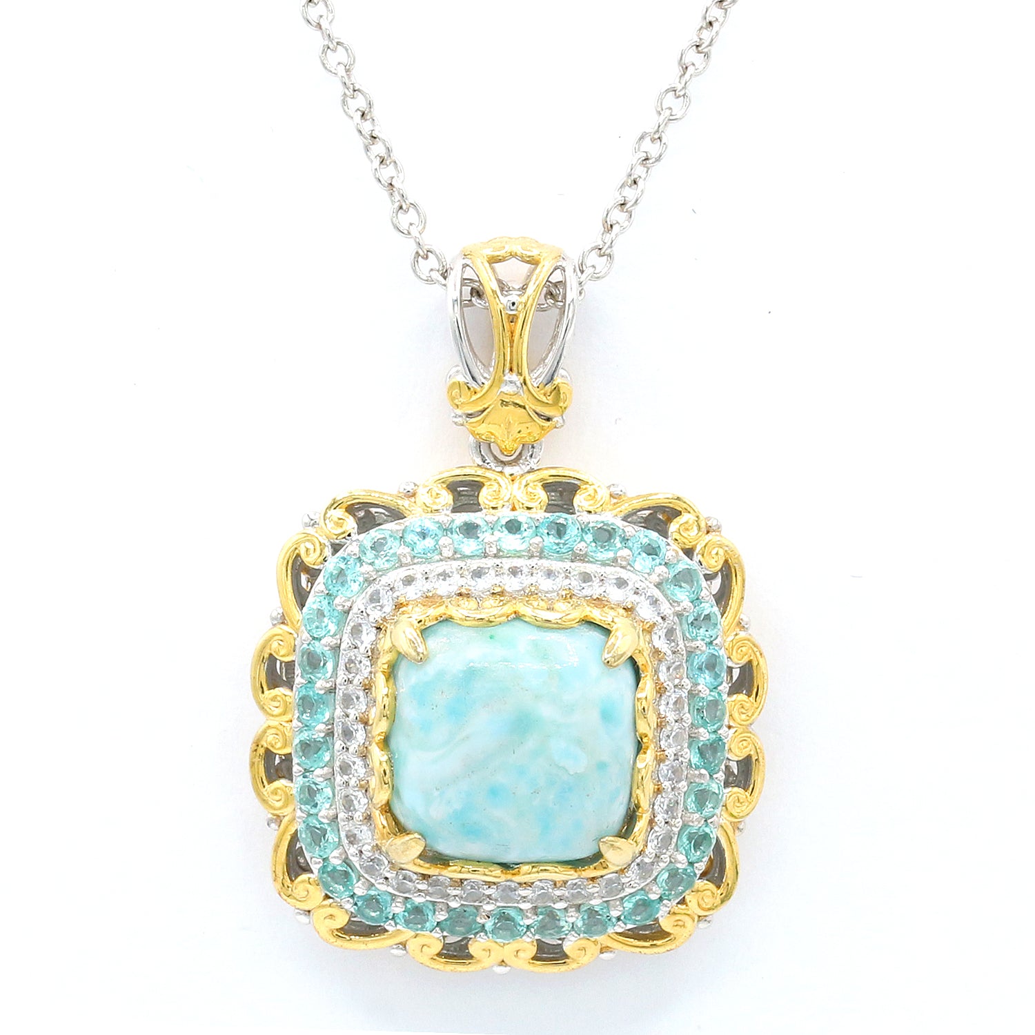 Gems en Vogue Larimar, Dauphin Apatite & White Zircon Pendant