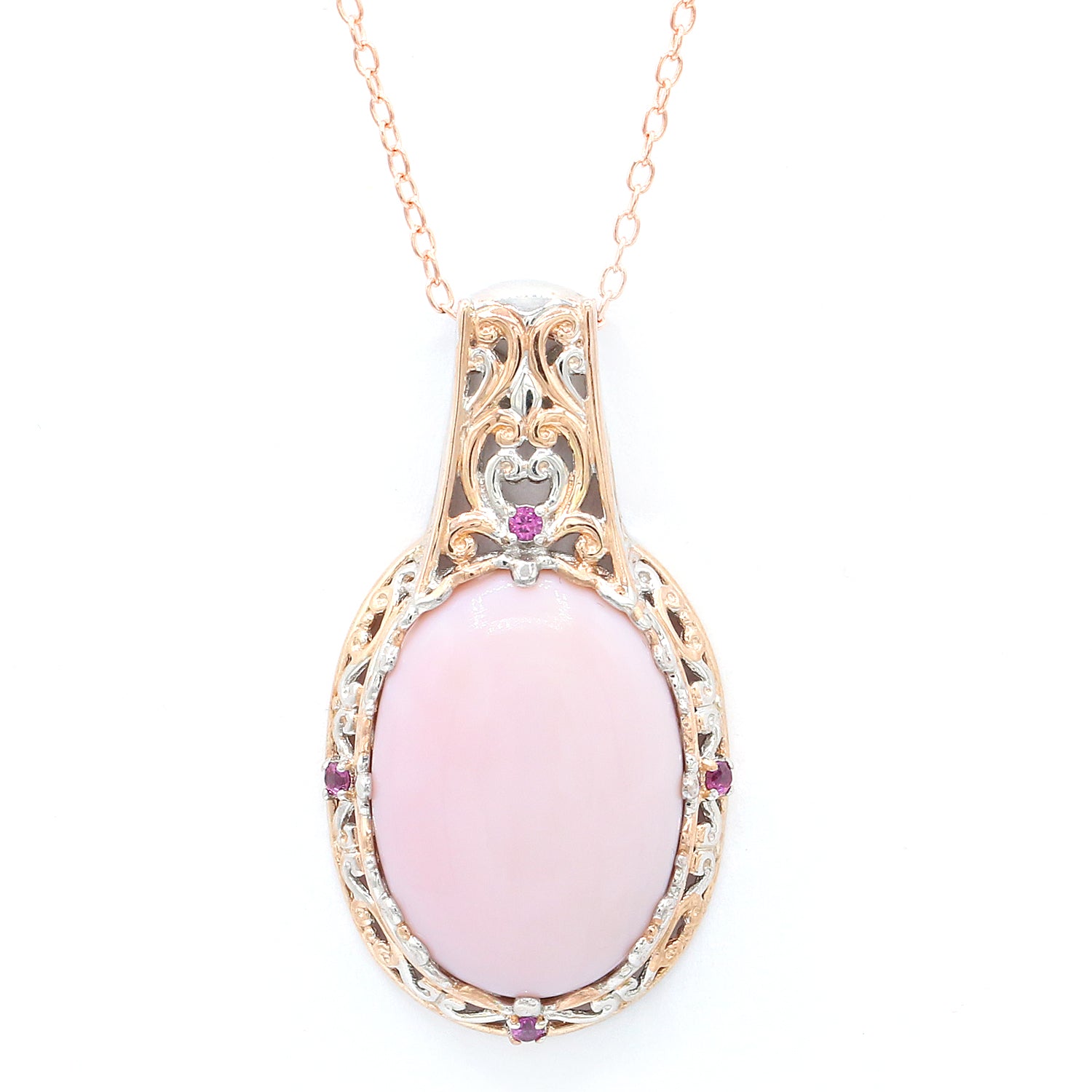 Gems en Vogue Pink Opal & Rhodolite Garnet Pendant
