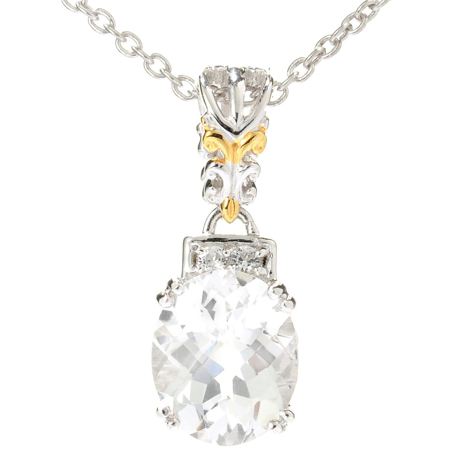 Gems en Vogue 4.30ctw Clear Quartz & White Topaz Pendant