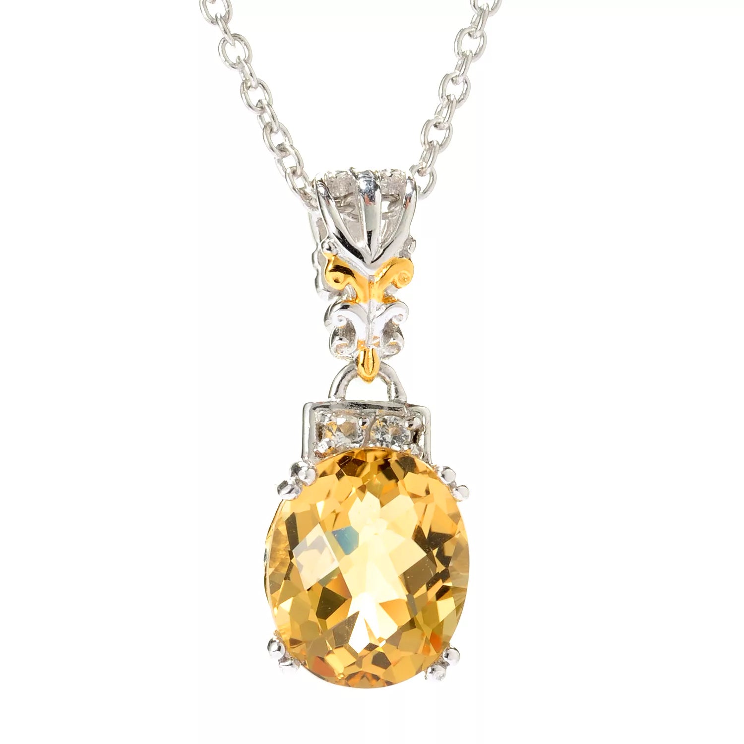 Gems en Vogue 4.52ctw Citrine & White Topaz Pendant