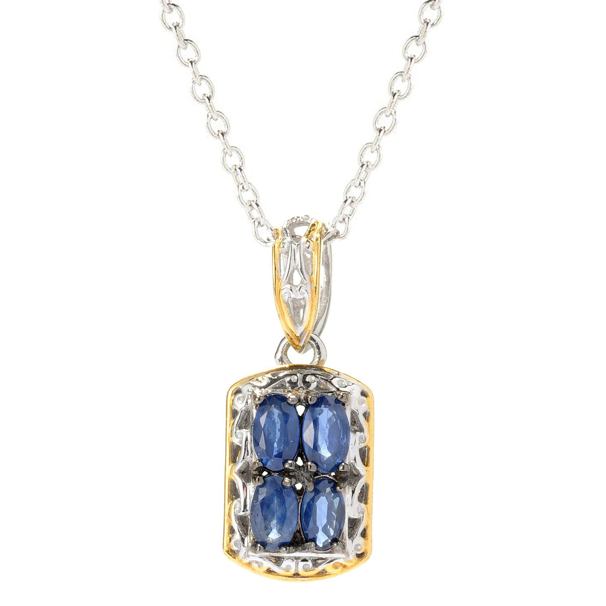 Gems en Vogue 24K Palladium Silver 1.08ctw Blue Sapphire Pendant