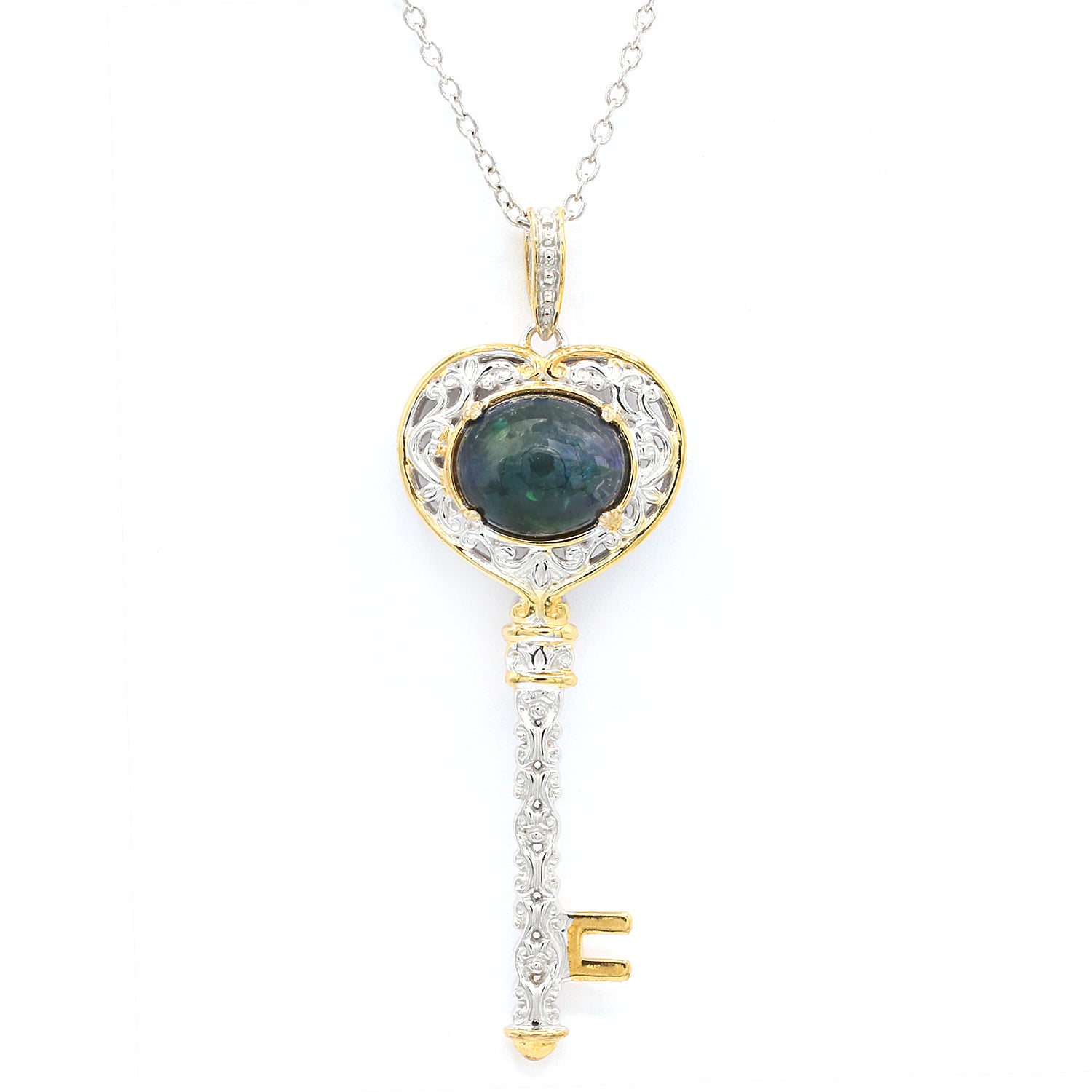 Gems en Vogue One-of-a-kind Black Ethiopian Opal Key Pendant