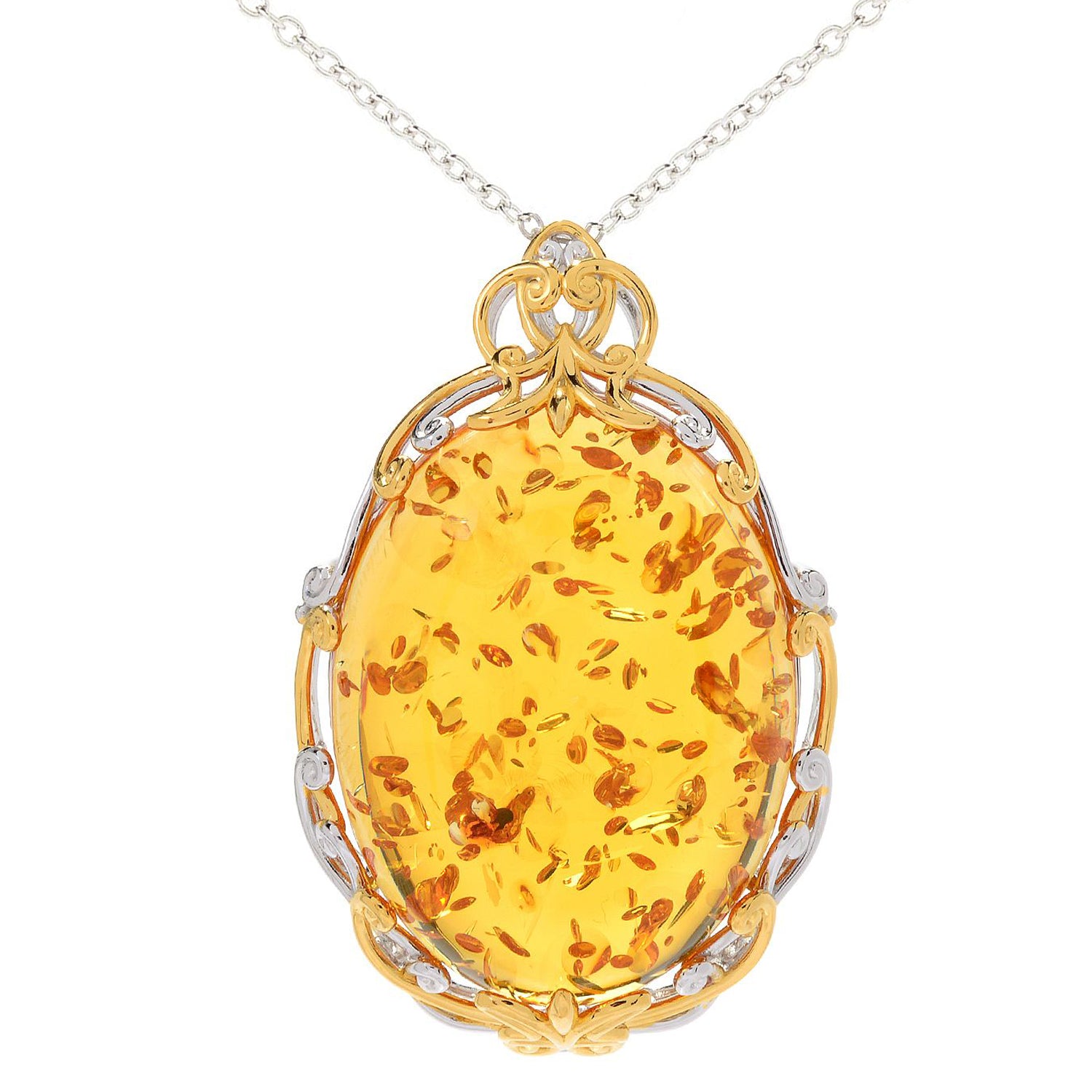 Gems en Vogue 24K Palladium Silver Amber Pendant