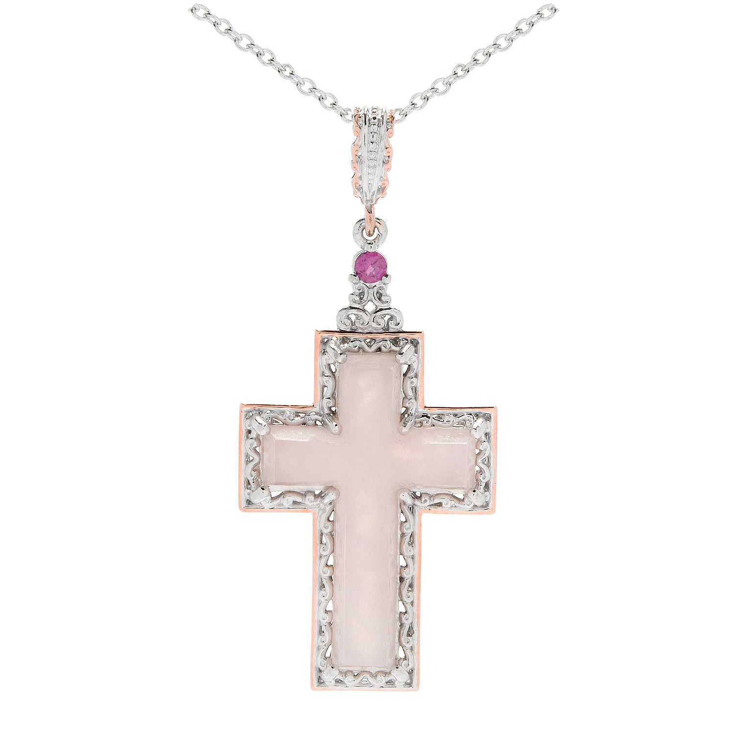 Pendentif croix Gems en Vogue onyx noir et grenat rhodolite