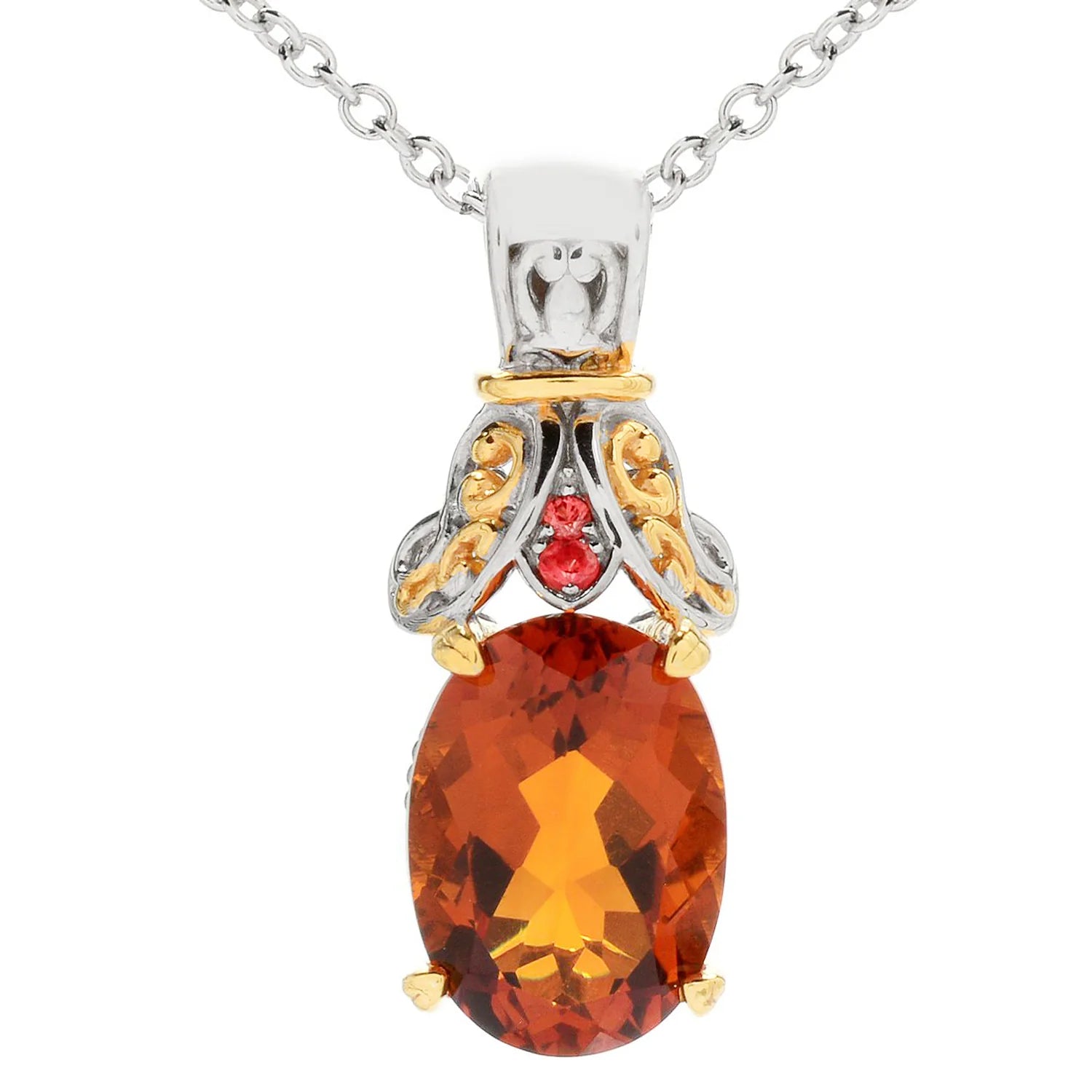 Gems en Vogue 4.86ctw Madeira Citrine & Orange Sapphire Pendant