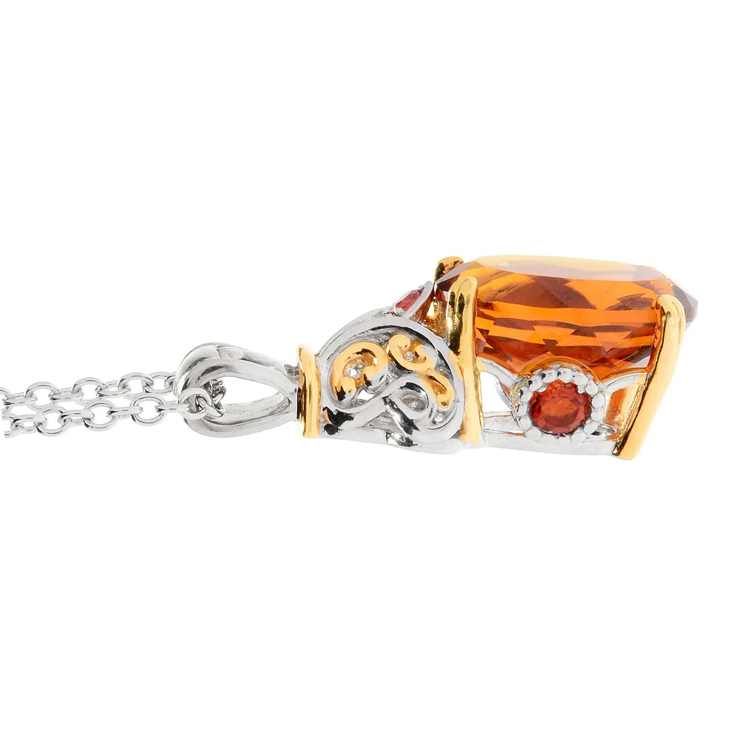 Gems en Vogue 4.86ctw Madeira Citrine & Orange Sapphire Pendant