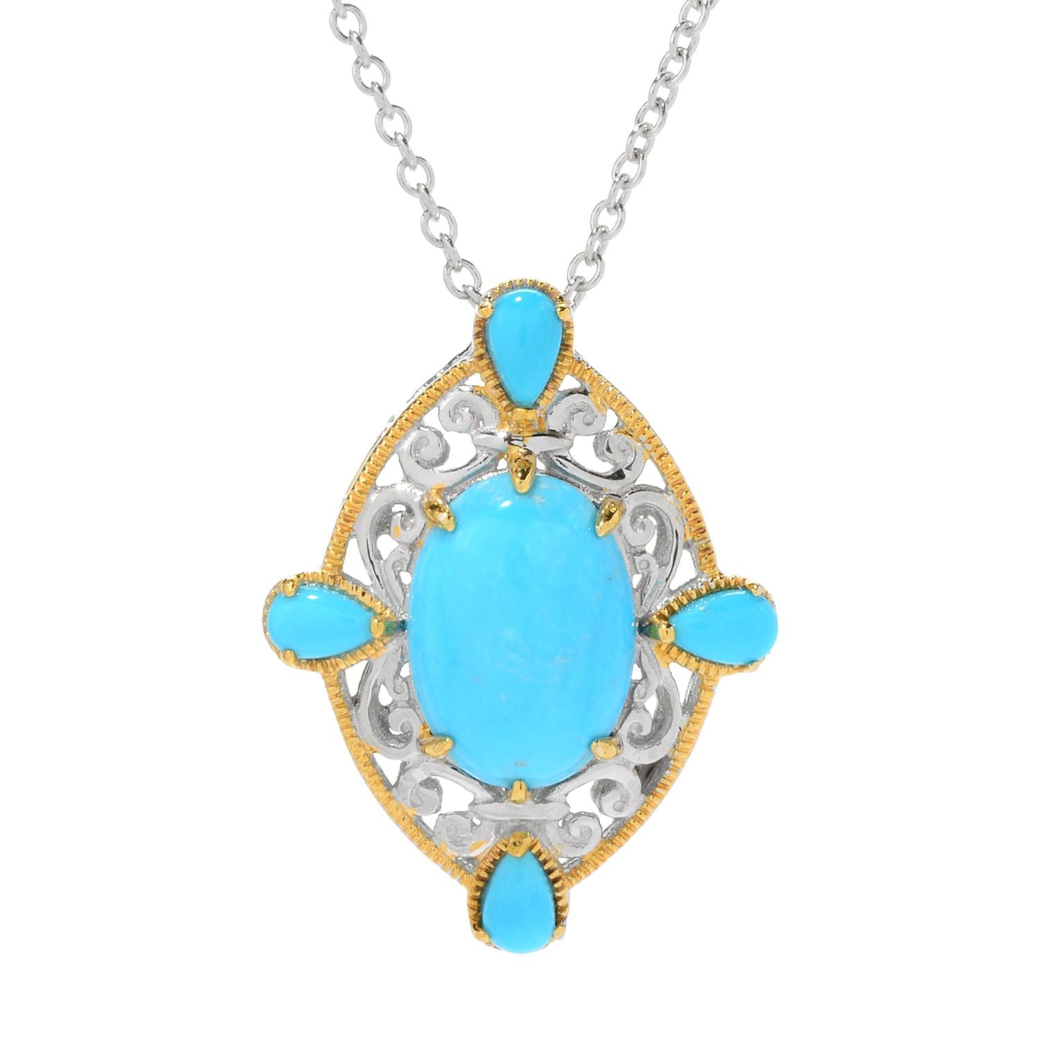 Gems en Vogue Kingman Turquoise & Sleeping Beauty Turquoise Pendant