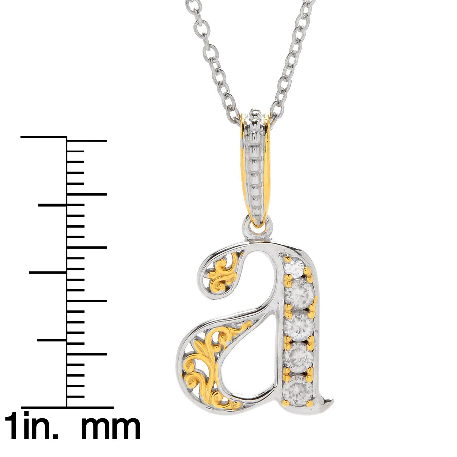 Gems en Vogue White Zircon 5-Stone Initial Pendant