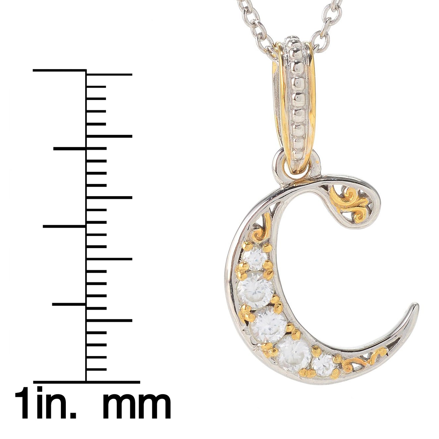 Gems en Vogue White Zircon 5-Stone Initial Pendant