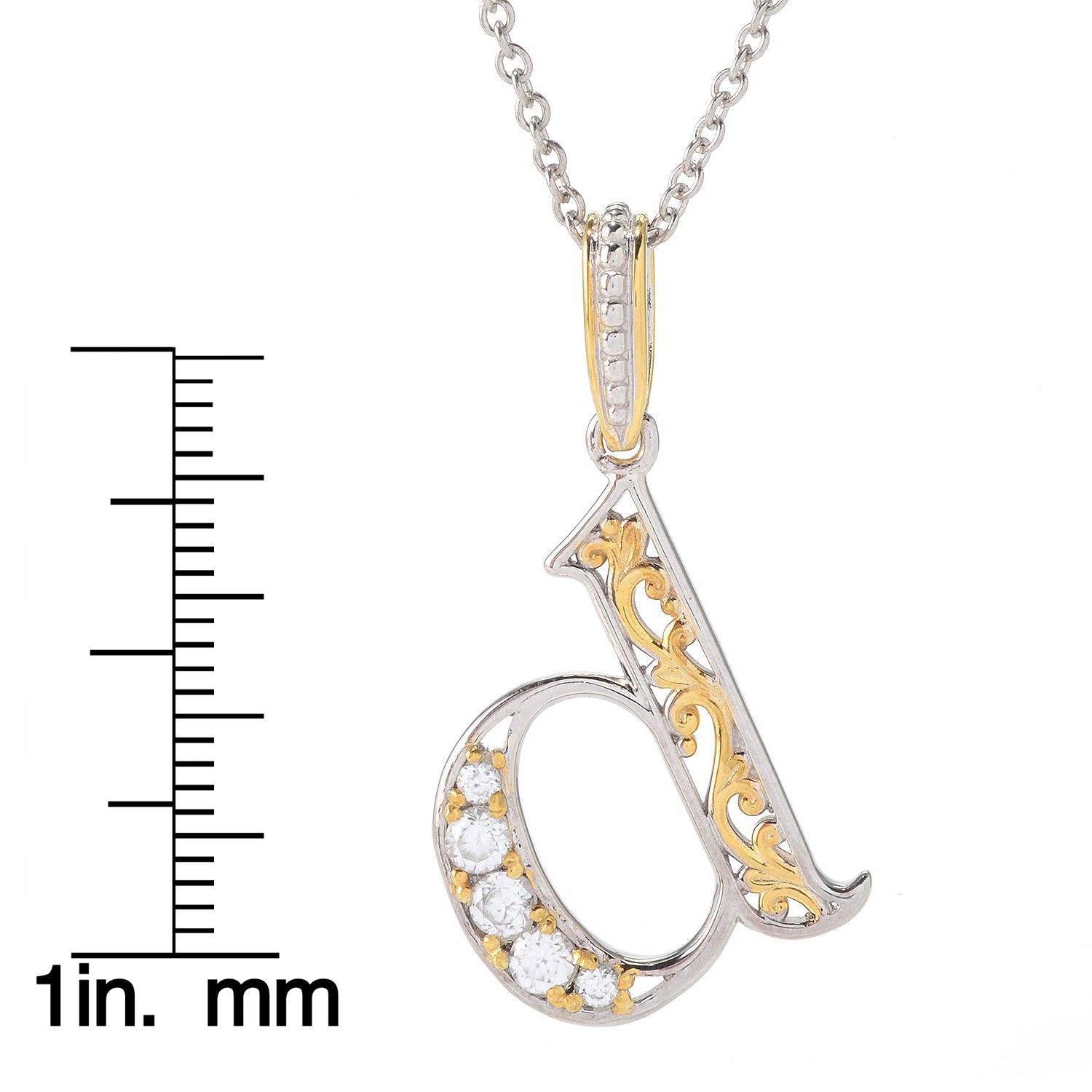 Gems en Vogue White Zircon 5-Stone Initial Pendant