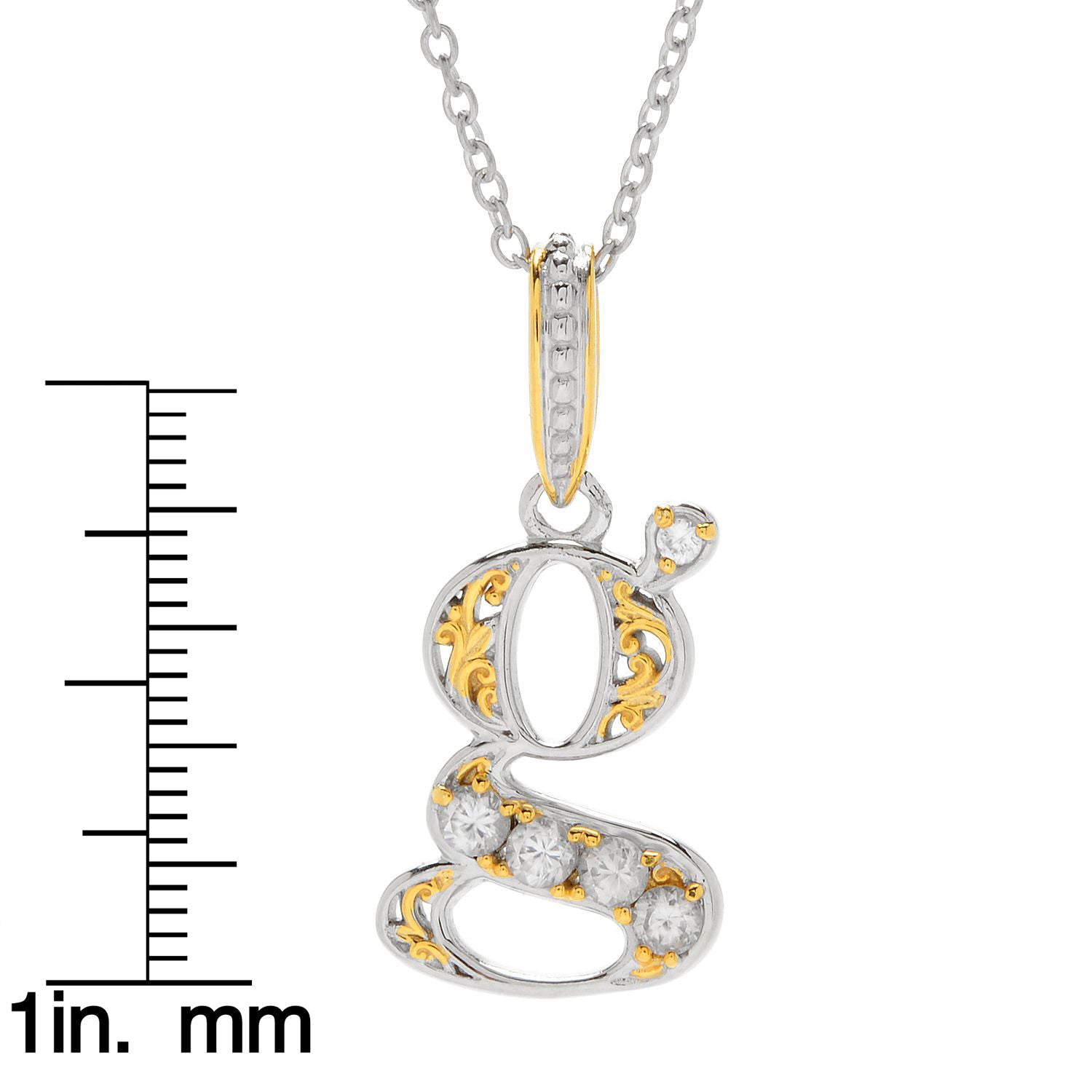 Gems en Vogue White Zircon 5-Stone Initial Pendant