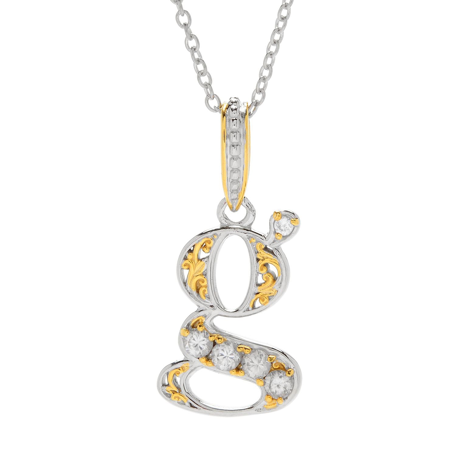 Gems en Vogue White Zircon 5-Stone Initial Pendant