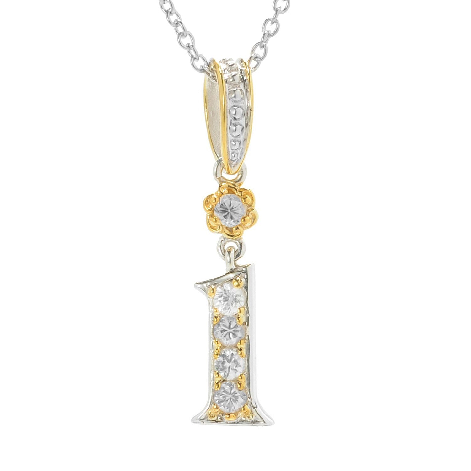 Gems en Vogue White Zircon 5-Stone Initial Pendant