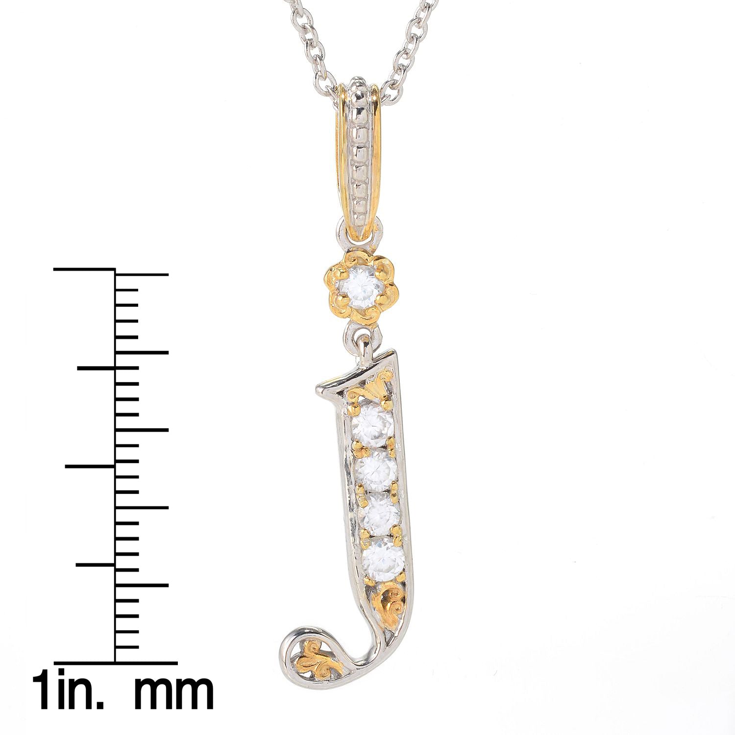 Gems en Vogue White Zircon 5-Stone Initial Pendant