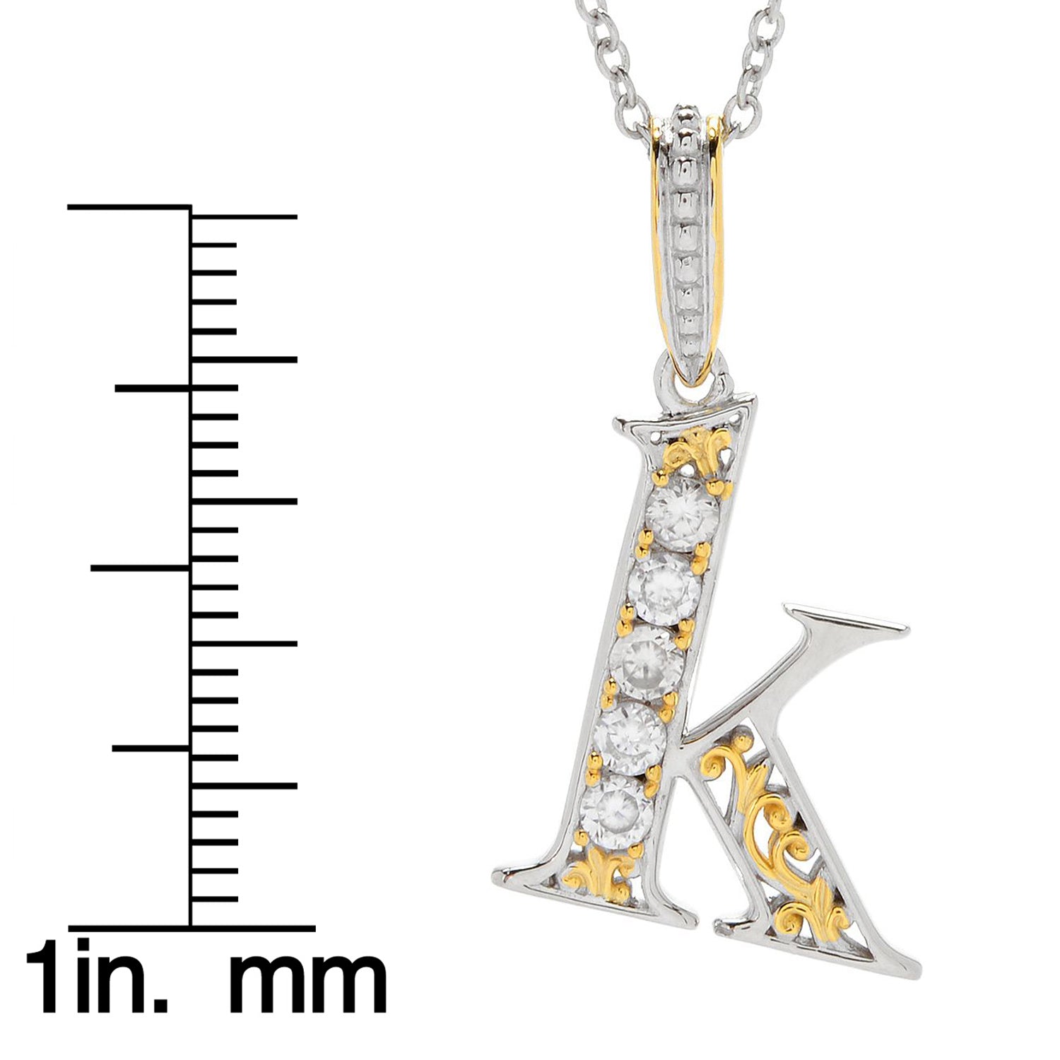 Gems en Vogue White Zircon 5-Stone Initial Pendant