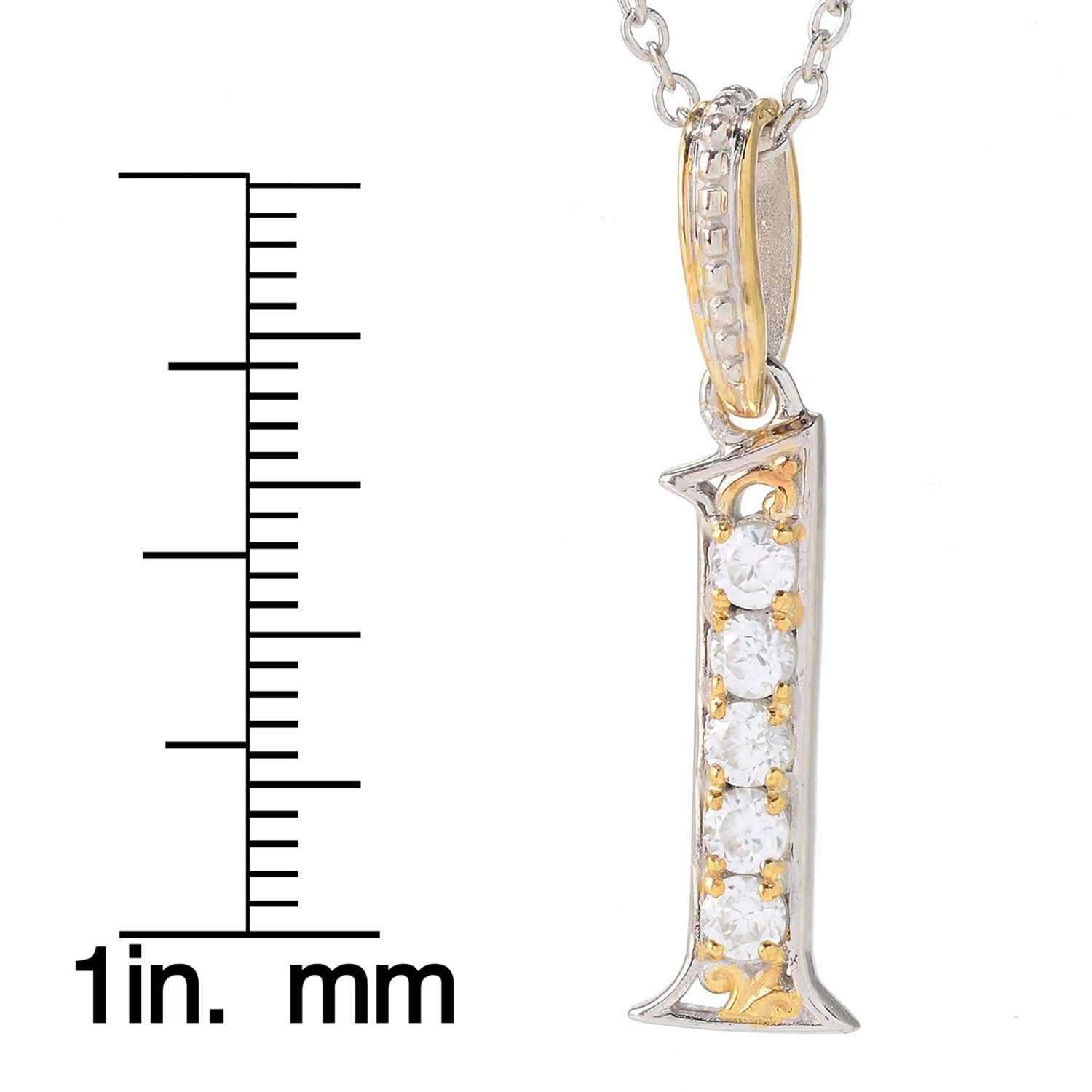 Gems en Vogue White Zircon 5-Stone Initial Pendant