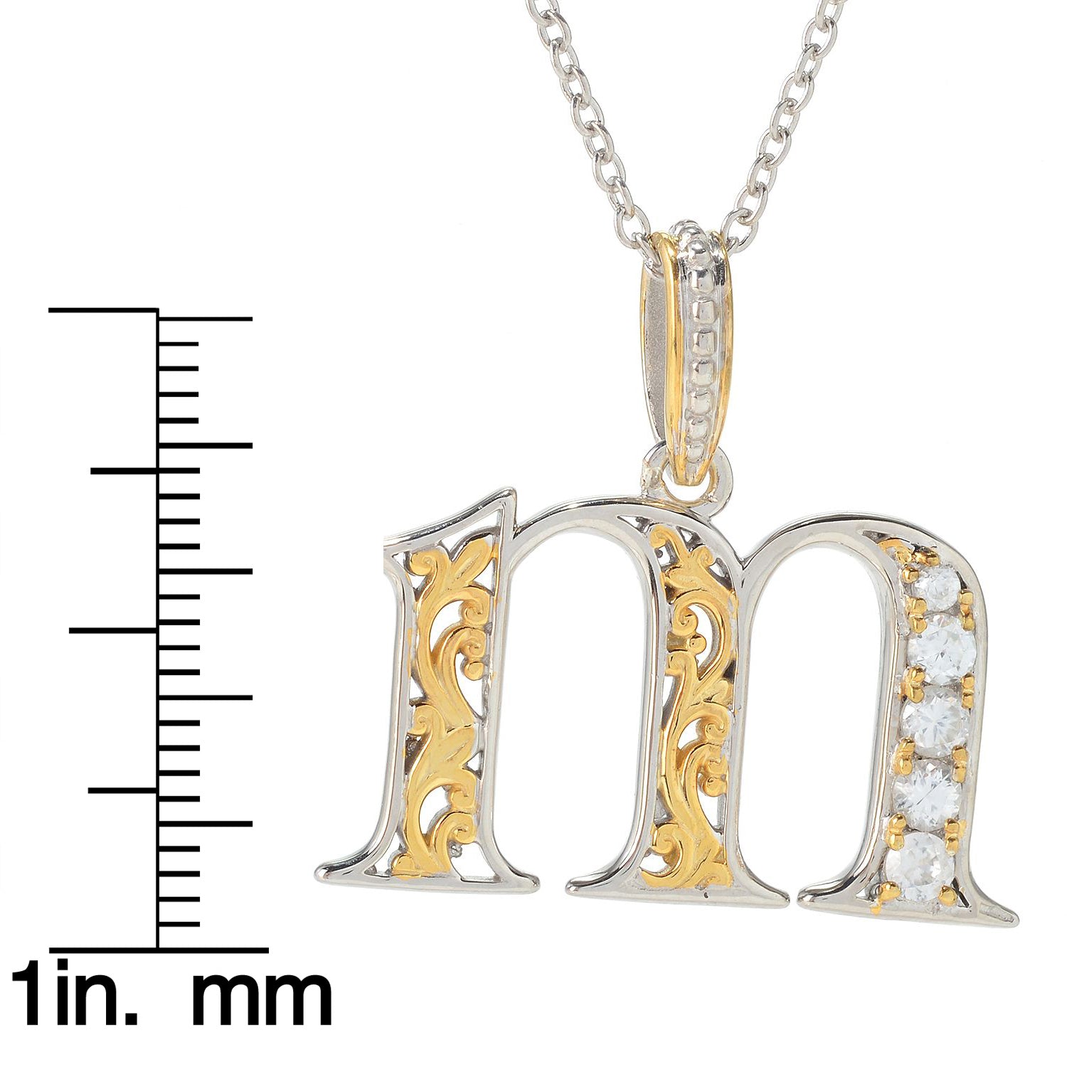 Gems en Vogue White Zircon 5-Stone Initial Pendant