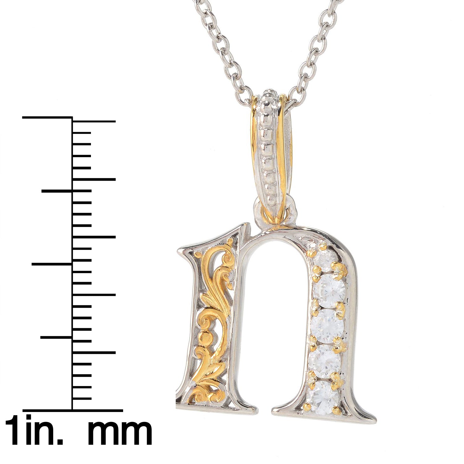 Gems en Vogue White Zircon 5-Stone Initial Pendant