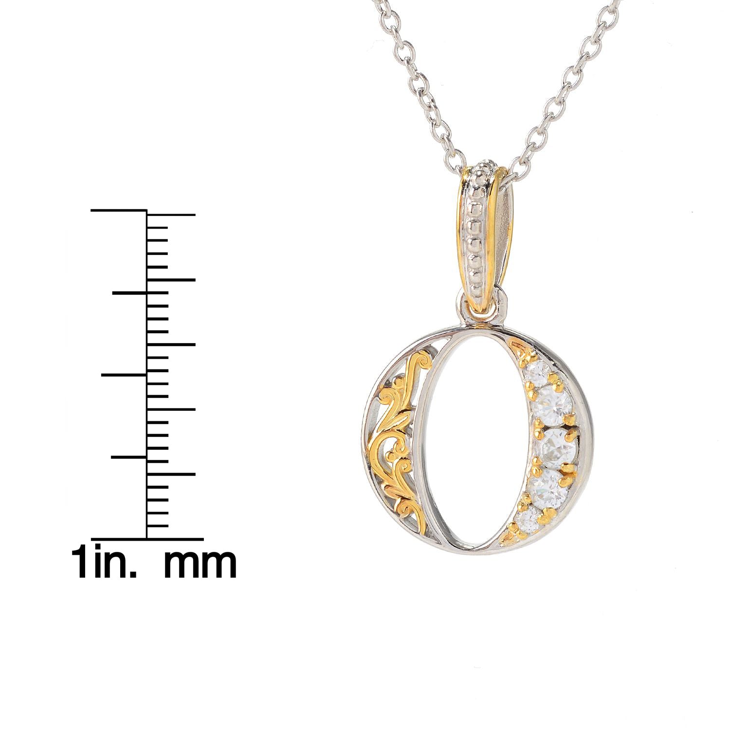 Gems en Vogue White Zircon 5-Stone Initial Pendant