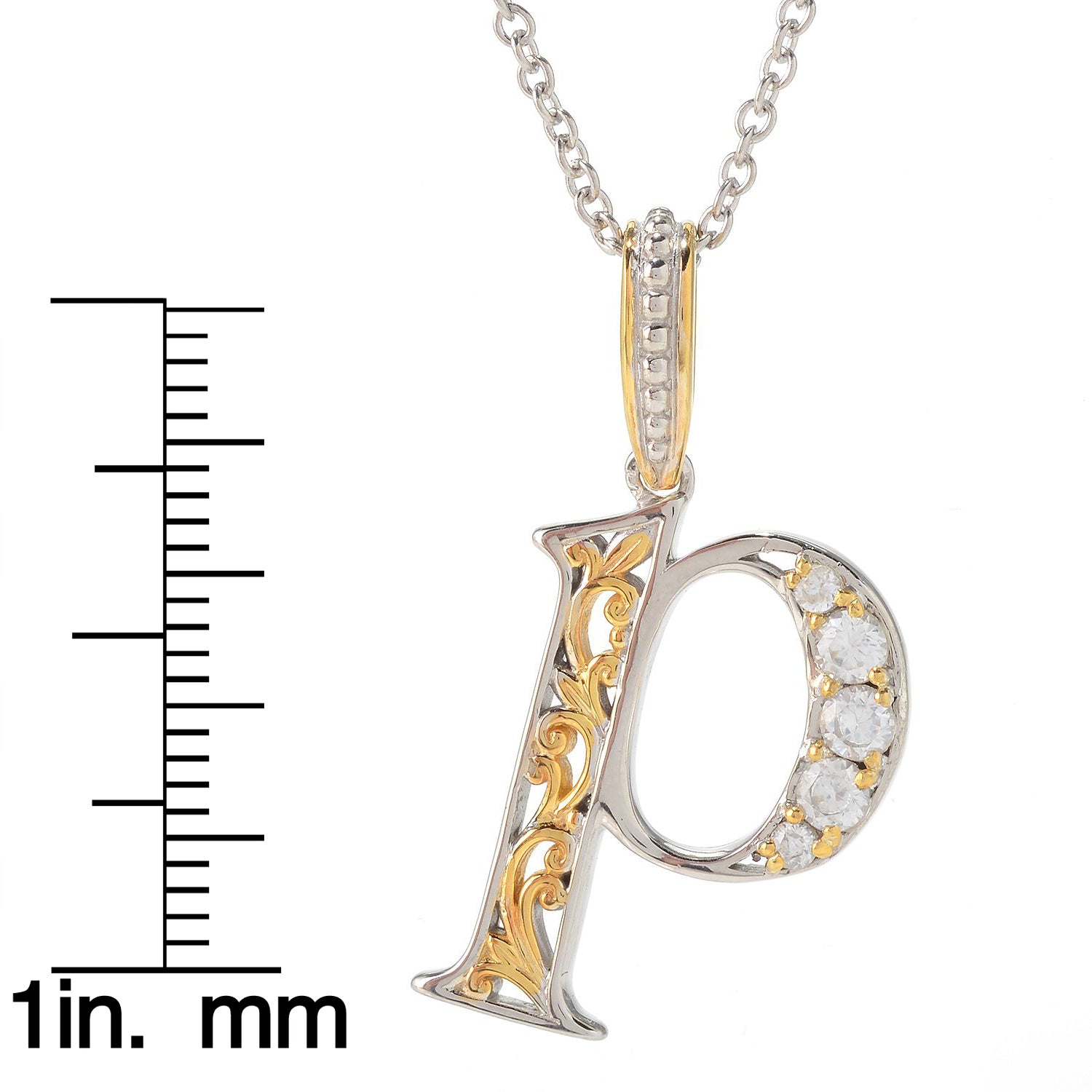 Gems en Vogue White Zircon 5-Stone Initial Pendant