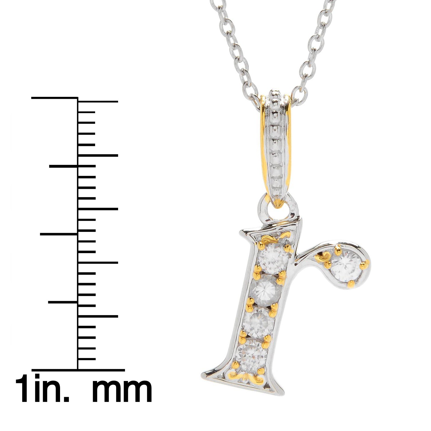 Gems en Vogue White Zircon 5-Stone Initial Pendant