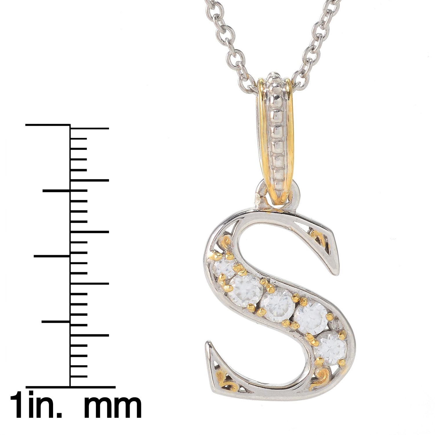 Gems en Vogue White Zircon 5-Stone Initial Pendant