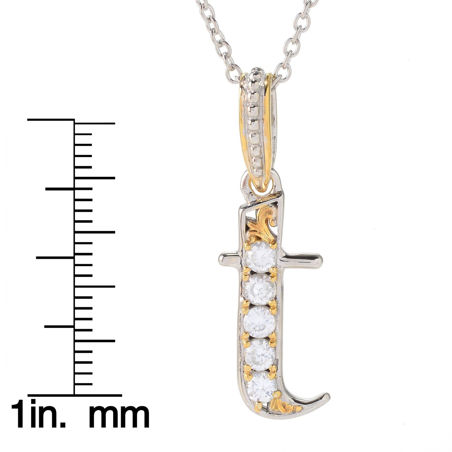 Gems en Vogue White Zircon 5-Stone Initial Pendant