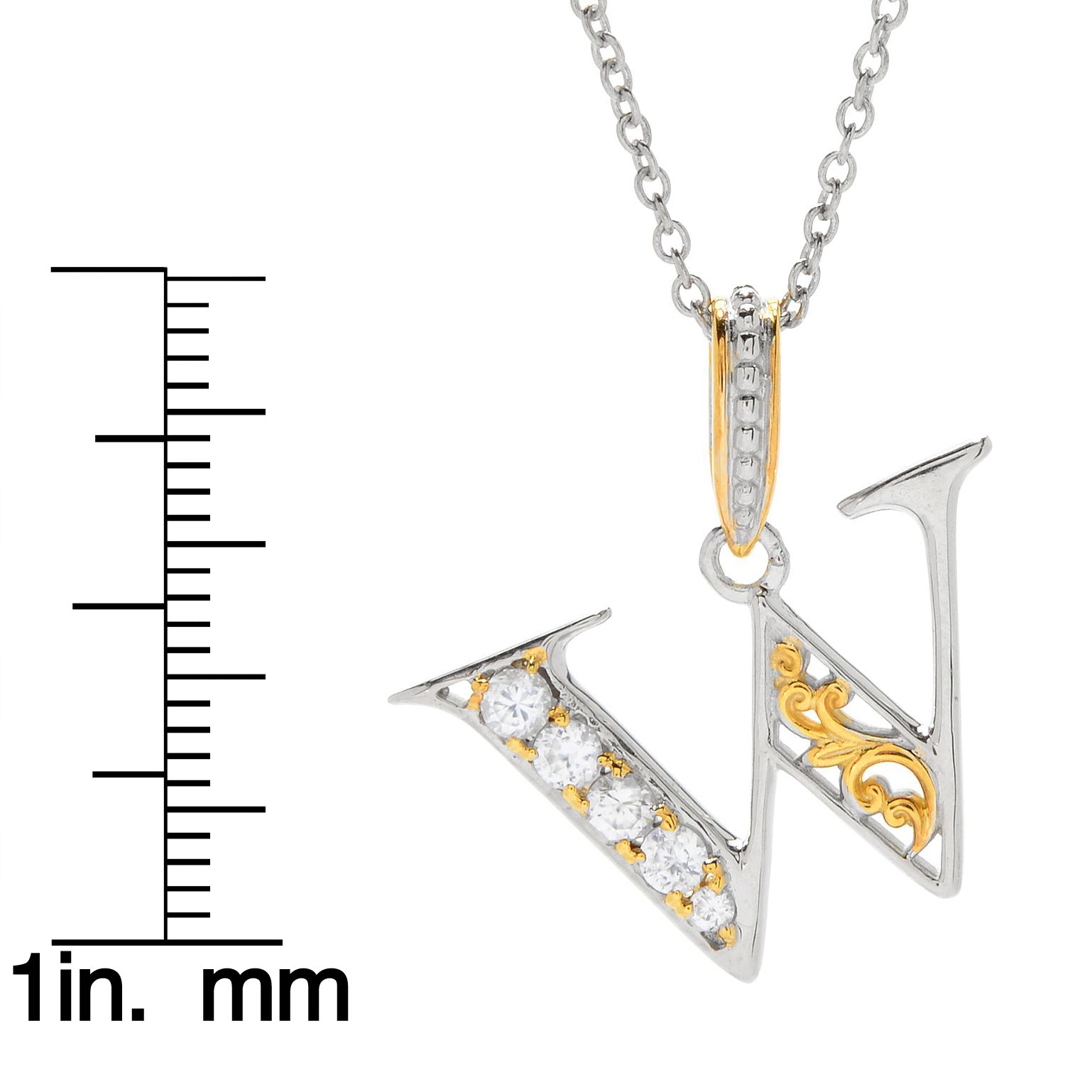 Gems en Vogue White Zircon 5-Stone Initial Pendant