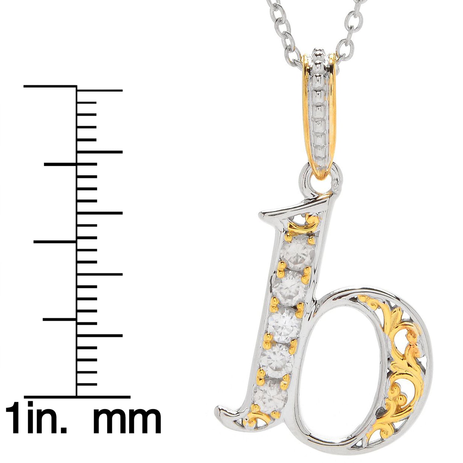 Gems en Vogue White Zircon 5-Stone Initial Pendant