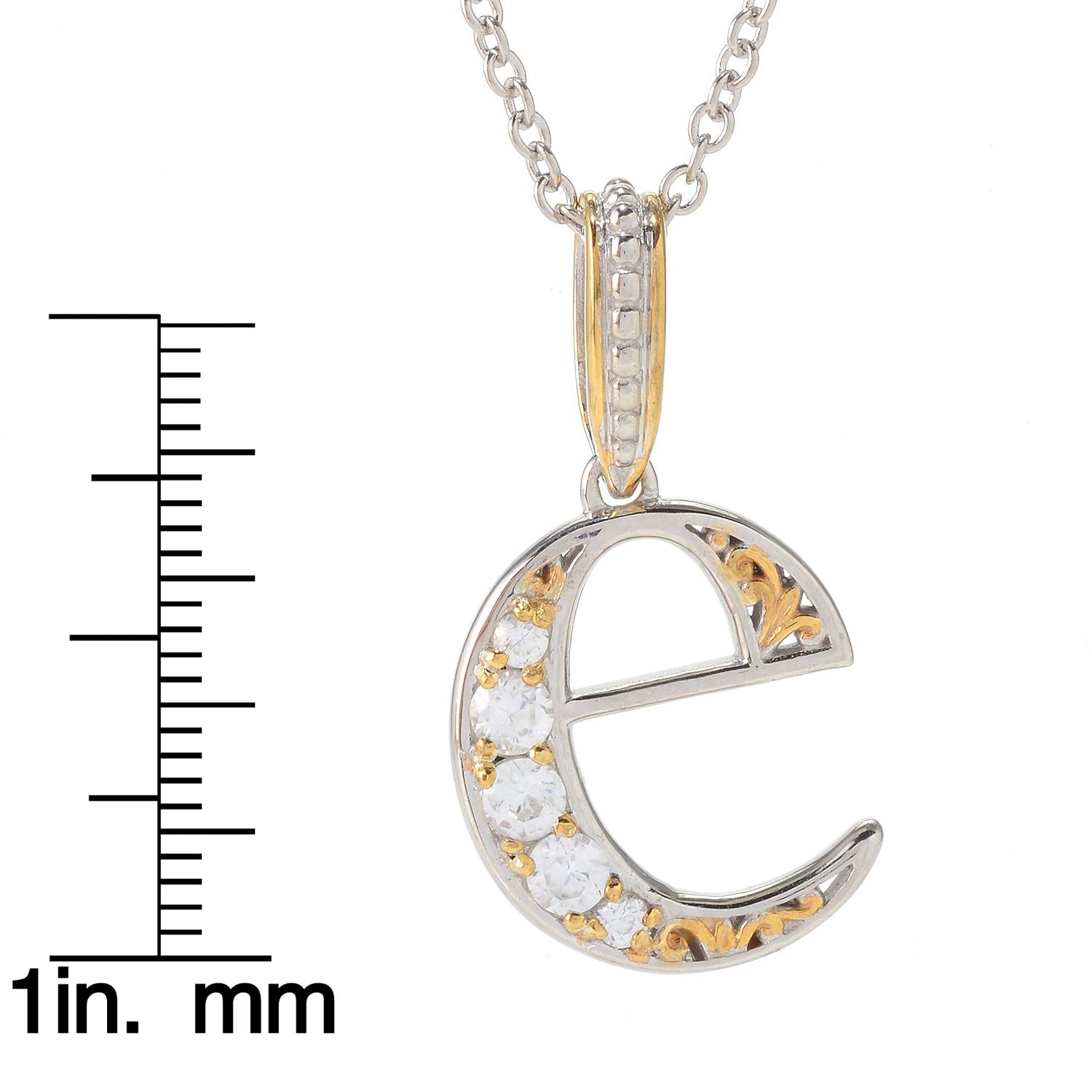 Gems en Vogue White Zircon 5-Stone Initial Pendant