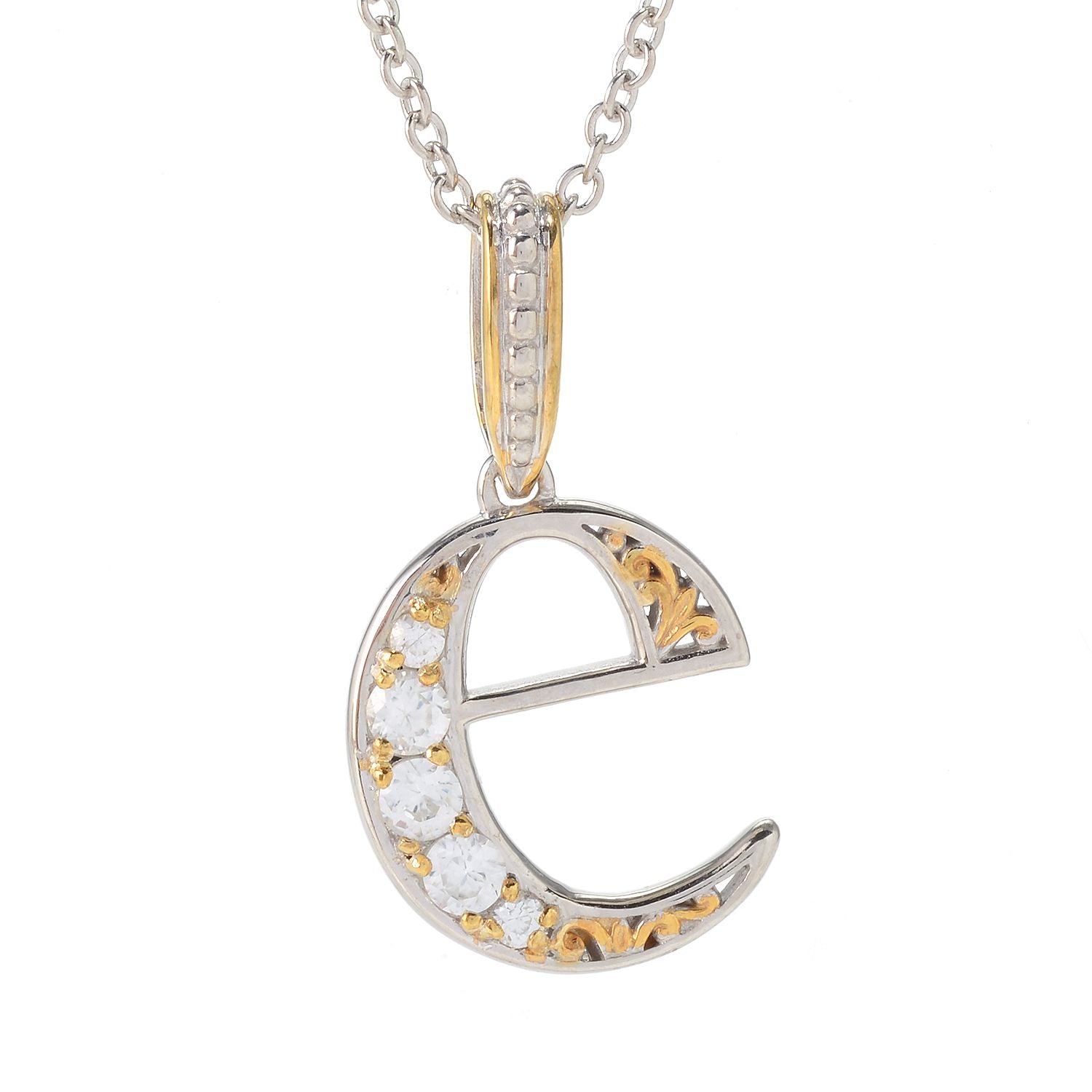 Gems en Vogue White Zircon 5-Stone Initial Pendant