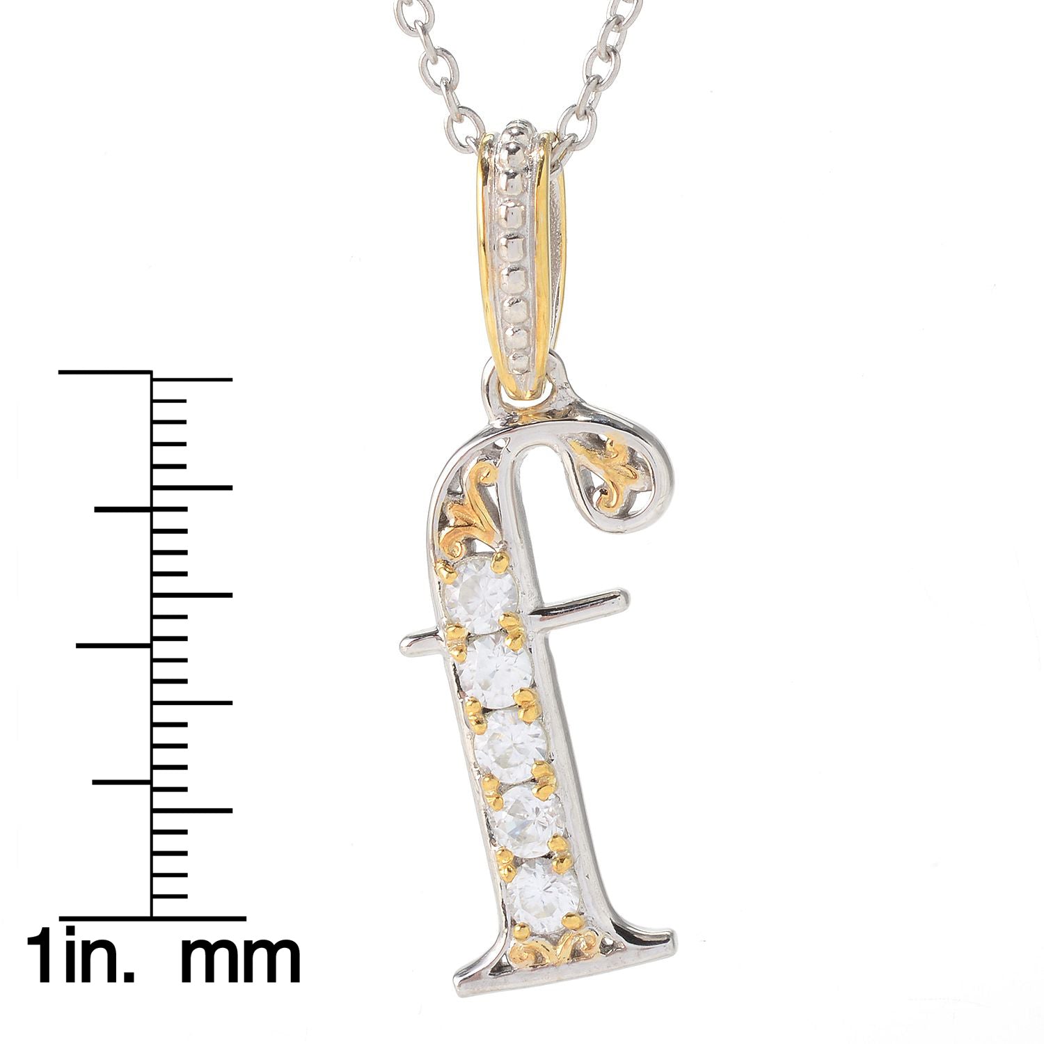 Gems en Vogue White Zircon 5-Stone Initial Pendant