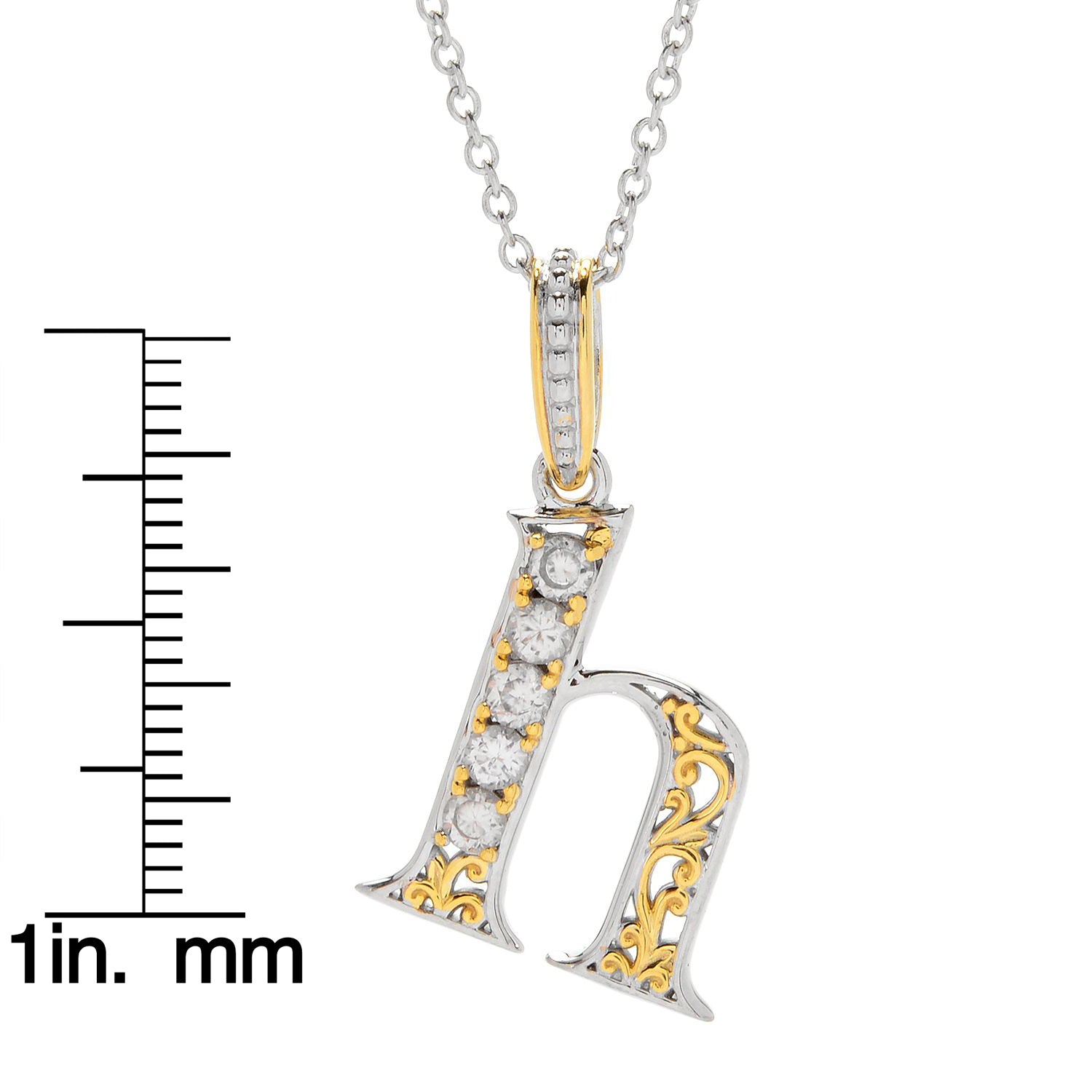 Gems en Vogue White Zircon 5-Stone Initial Pendant