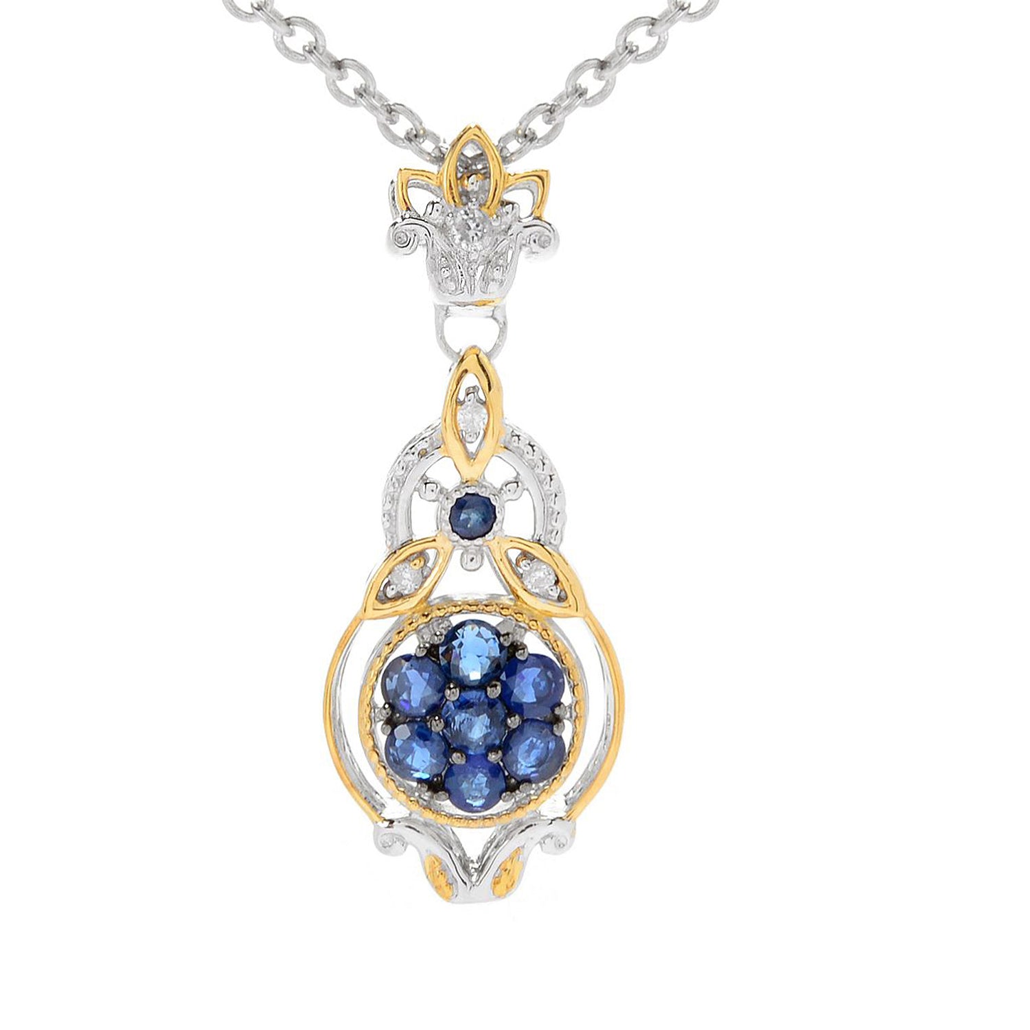 Gems en Vogue 0.41ctw Blue Sapphire & Diamond Pendant