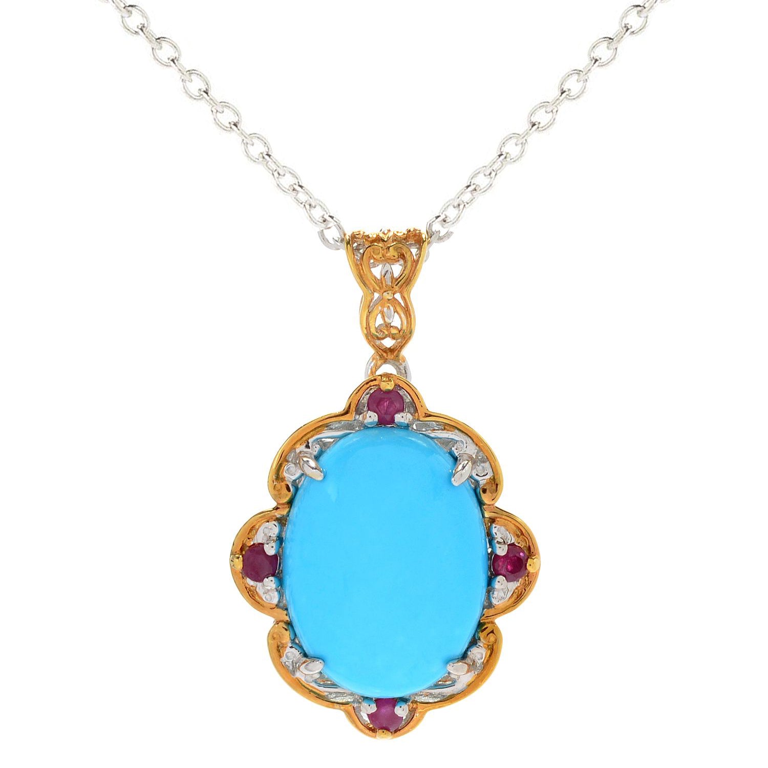 Gems en Vogue Sleeping Beauty Turquoise & Ruby Pendant