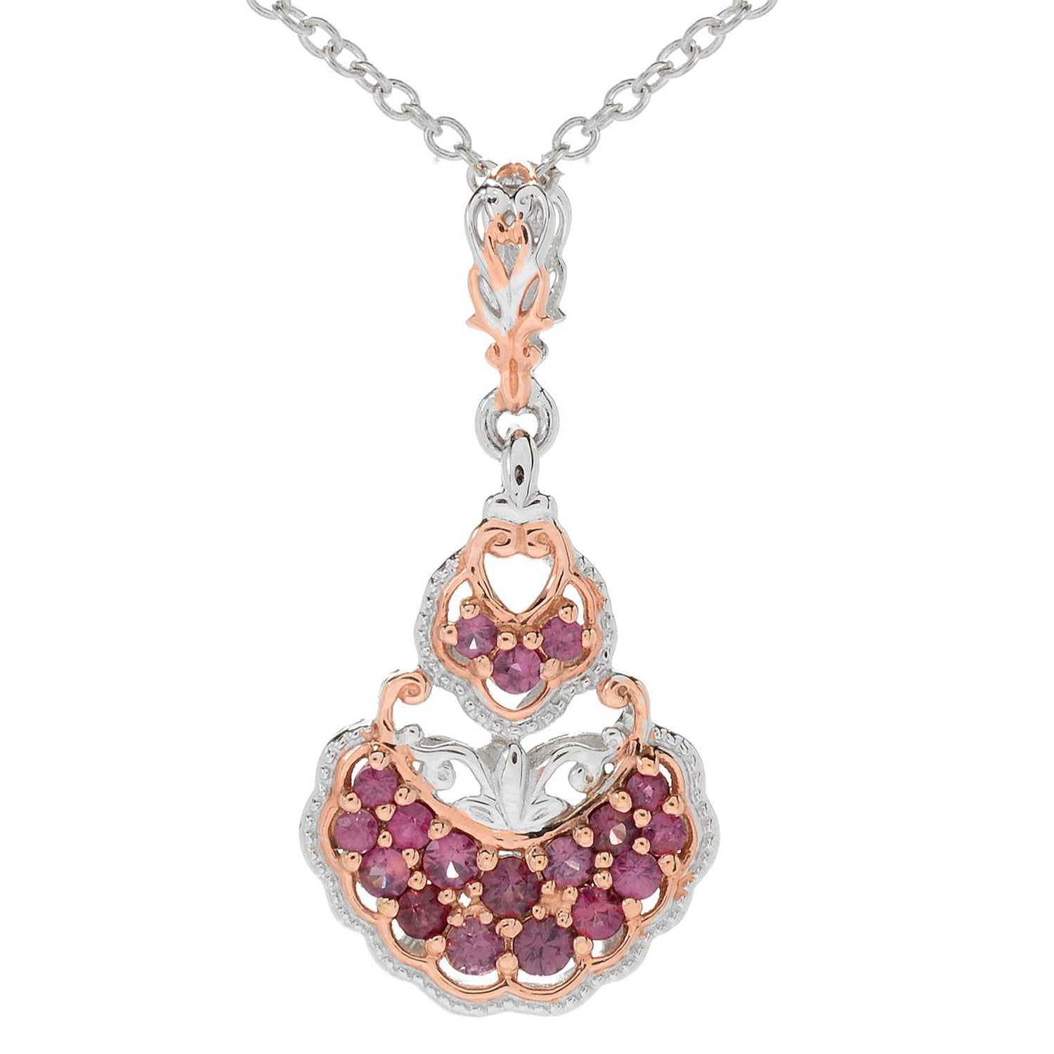 Gems en Vogue 0.86ctw Thai Plum Sapphire Fan Pendant