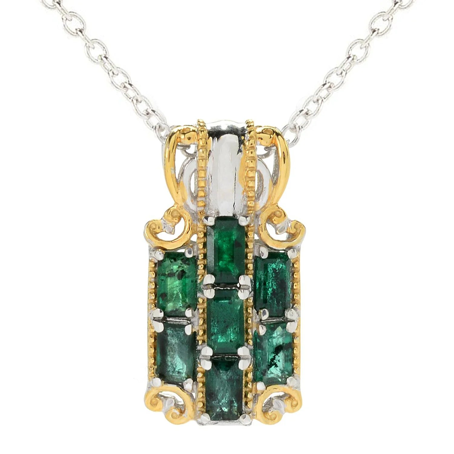 Gems en Vogue 1.84ctw Zambian Emerald Cluster Pendant