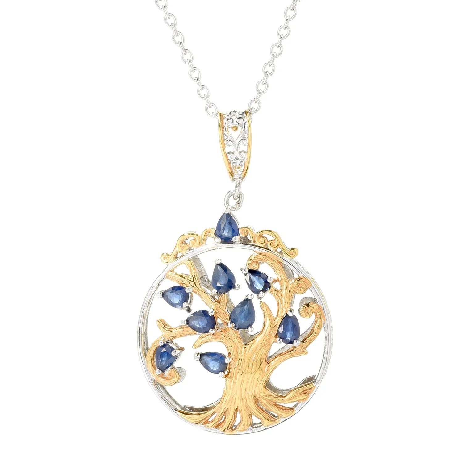 Gems en Vogue 1.75ctw Royal Blue Sapphire Tree of Life Pendant