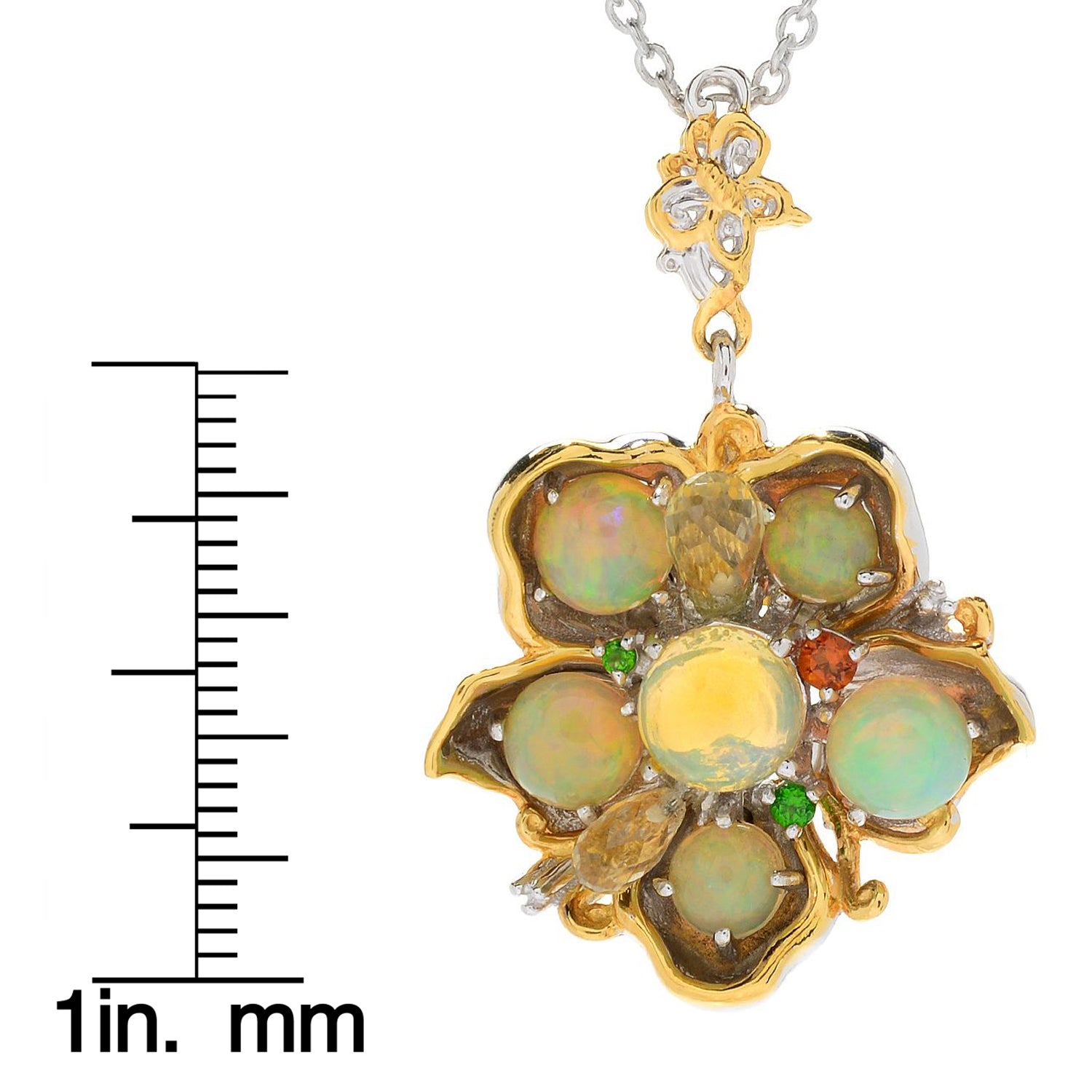 Gems en Vogue Ethiopian Golden Opal & Multi Gemstone Flower Pendant