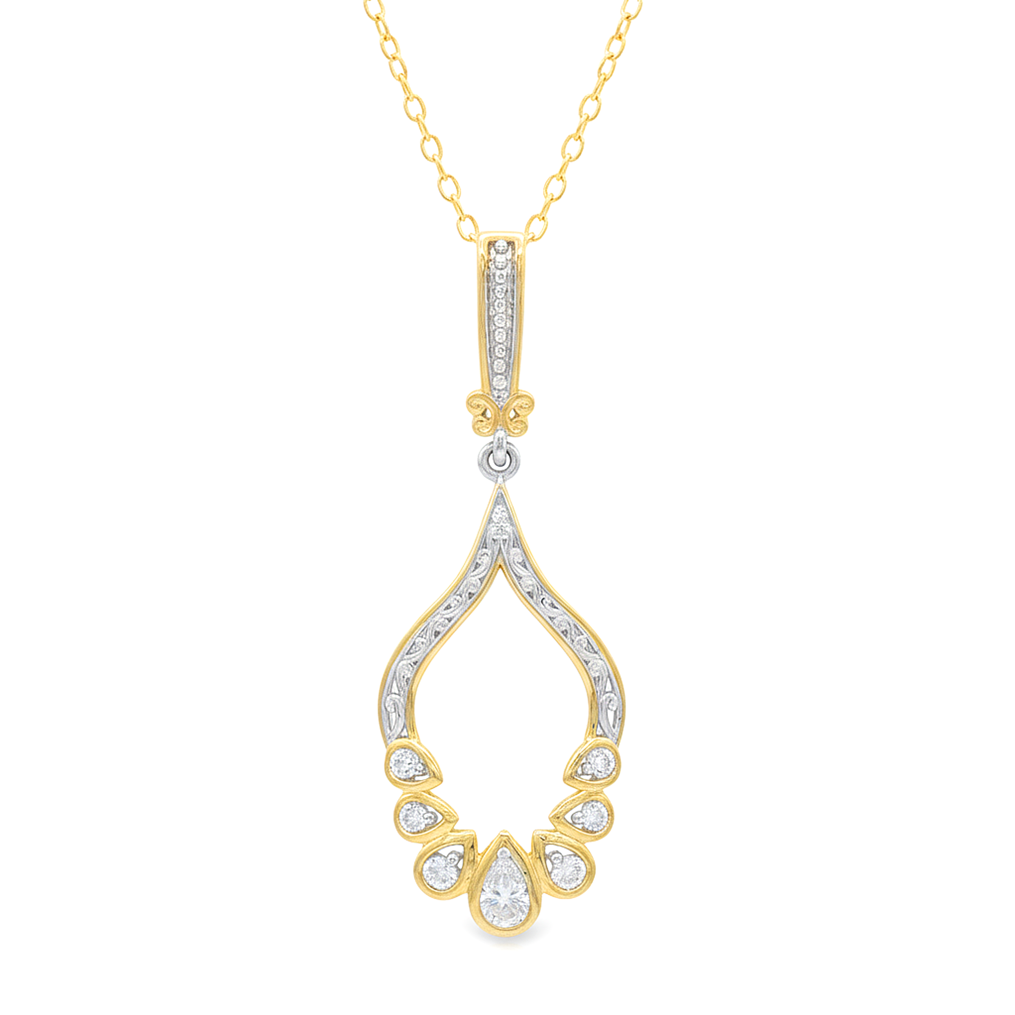 Gems en Vogue 24K Palladium Silver 0.99ctw White Zircon Drop Pendant