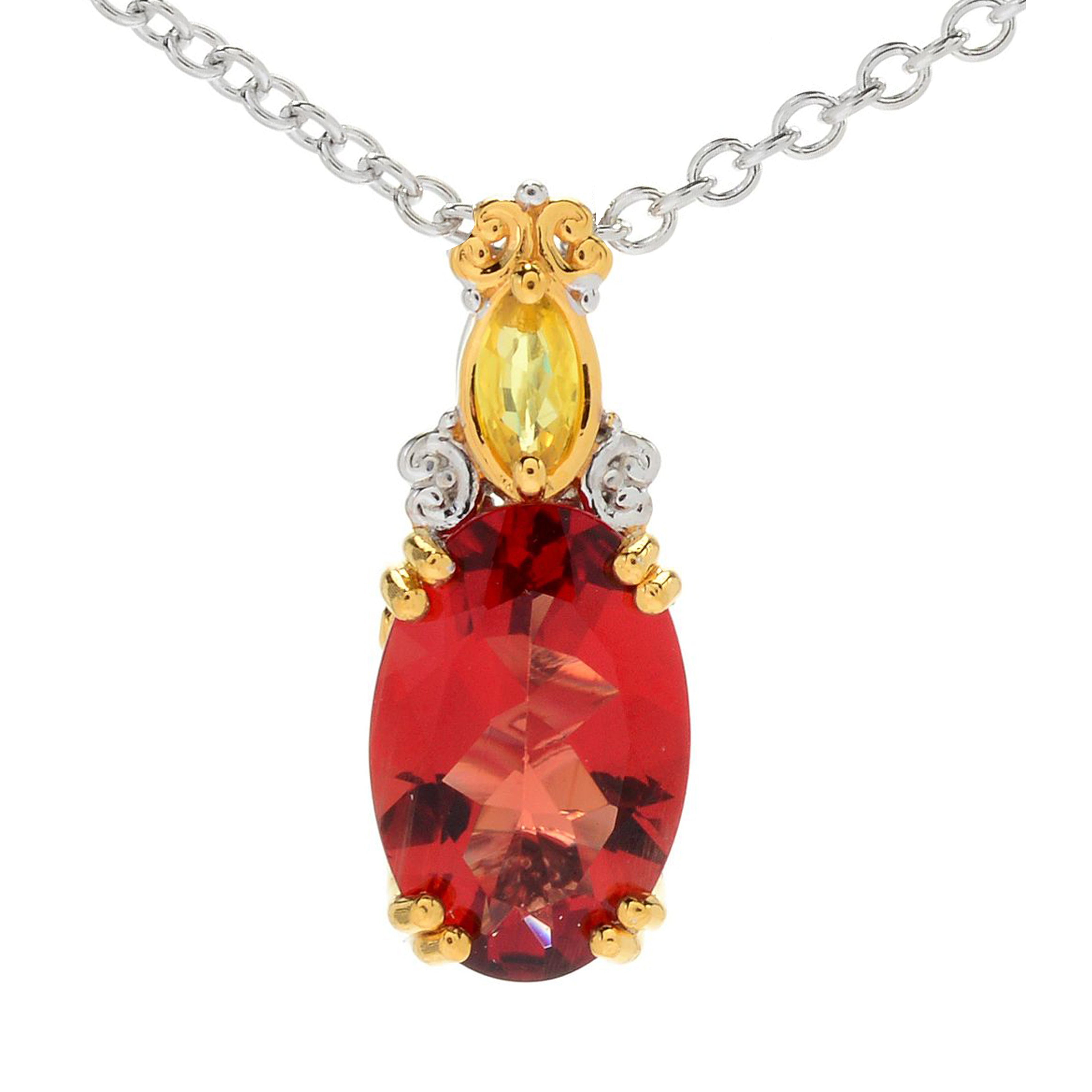 Gems en Vogue 5.20ctw Andesine & Yellow Sapphire Pendant