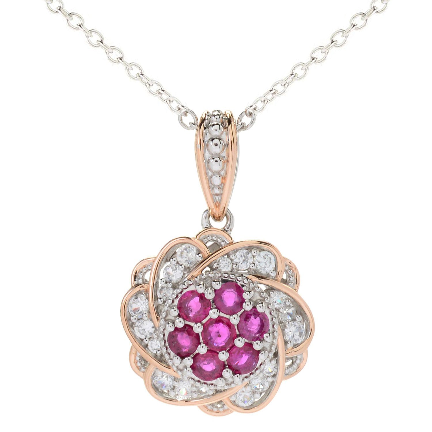Pendentif grappe de rubis et zircon blanc 2,46 ct de Gems en Vogue