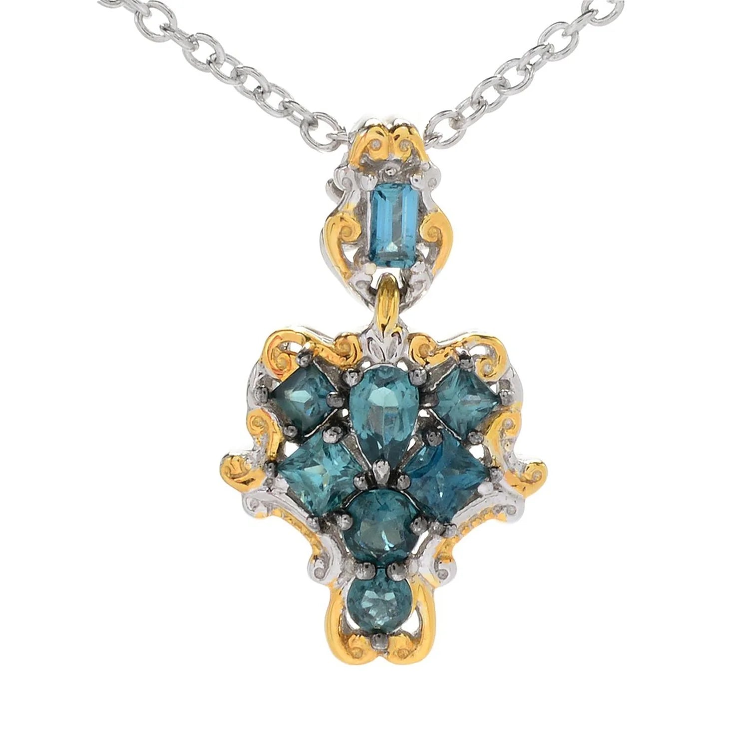 Gems en Vogue 2.144ctw Indicolite Cluster Pendant