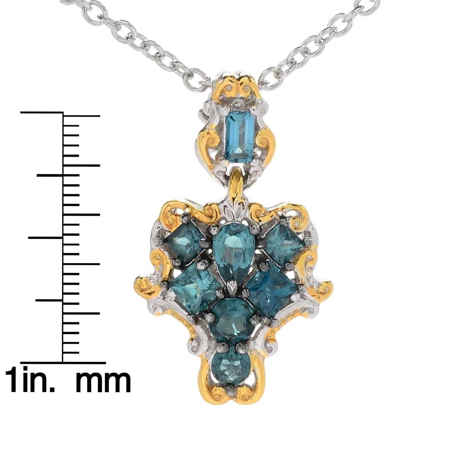 Gems en Vogue 2.144ctw Indicolite Cluster Pendant