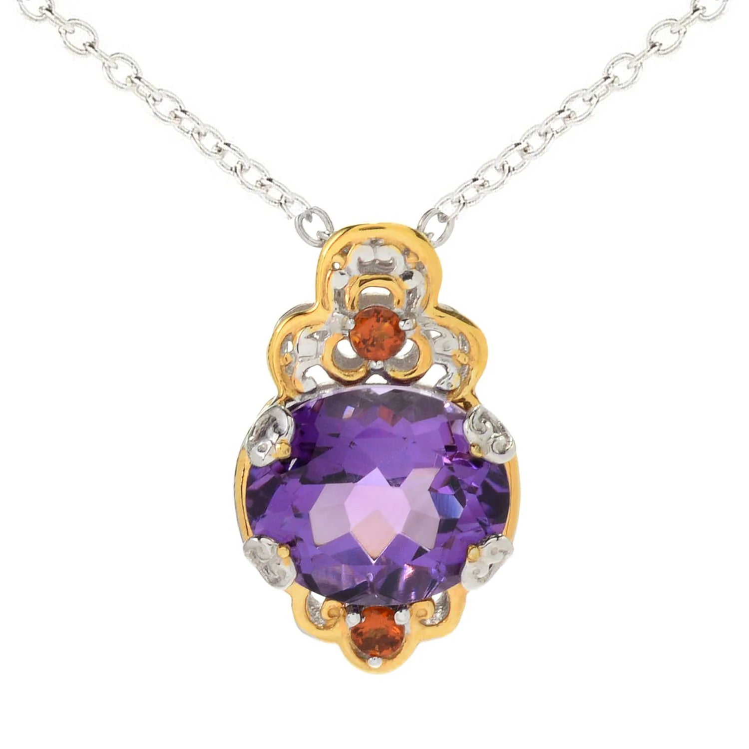 Gems en Vogue 3.65ctw Namibian Amethyst & Madeira Citrine Pendant