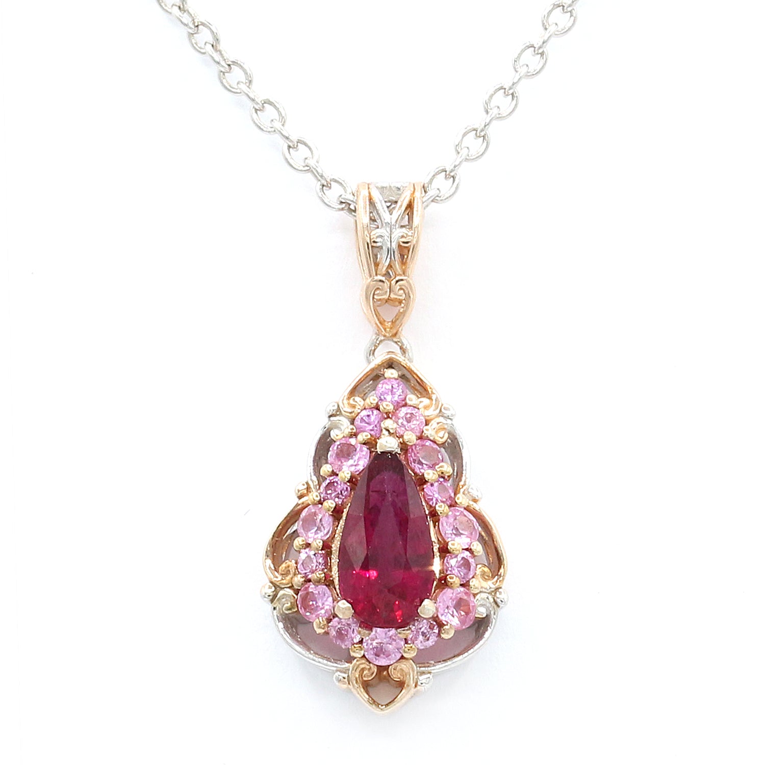 Gems en Vogue 1.43ctw Rubellite & Pink Sapphire Pendant