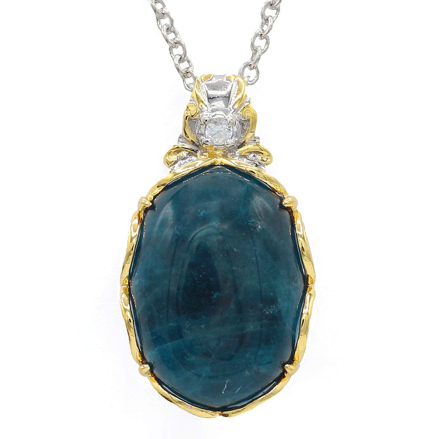 Gems en Vogue Indigo Blue Apatite & White Zircon Pendant